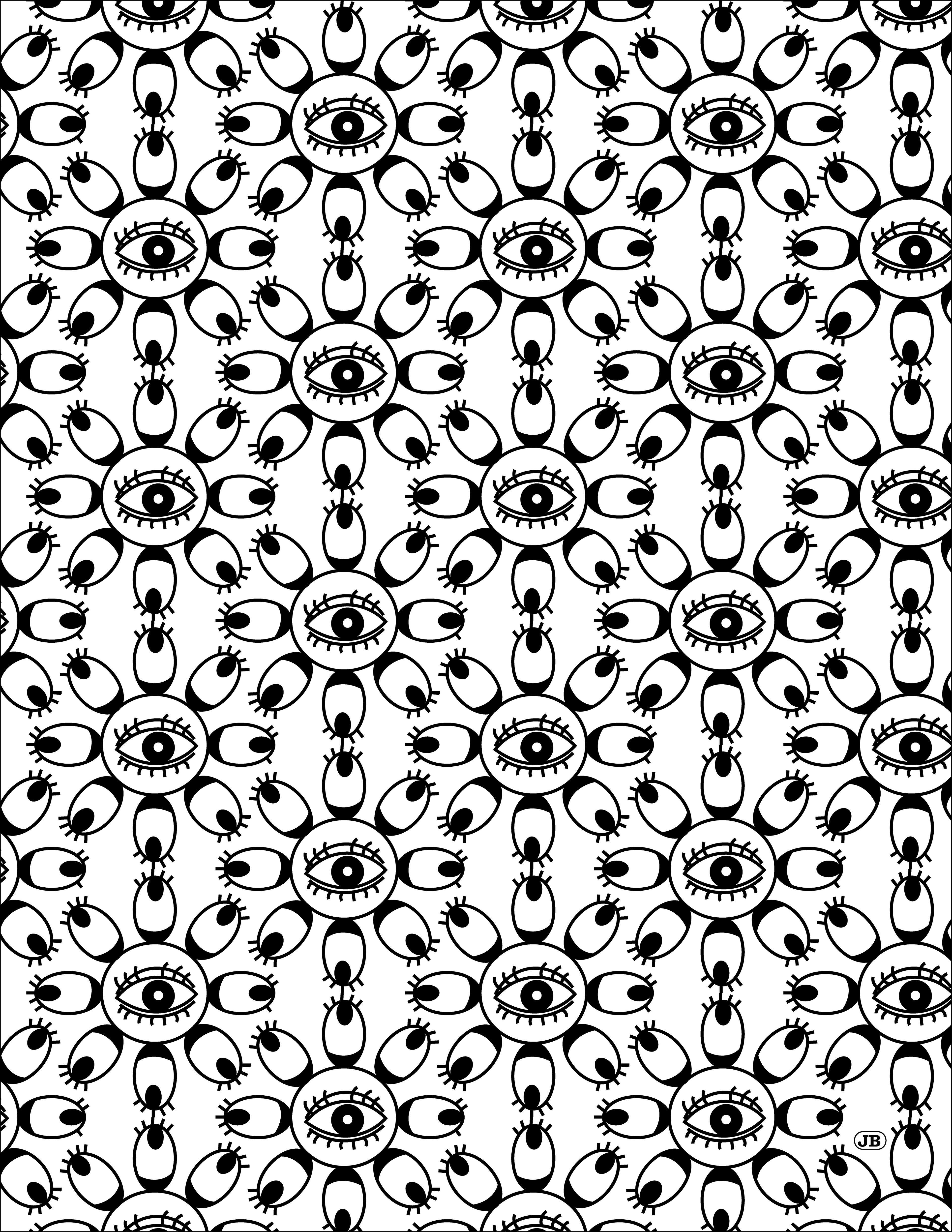 Cactus Flower Eyes, Digital Art, Pattern, 2020