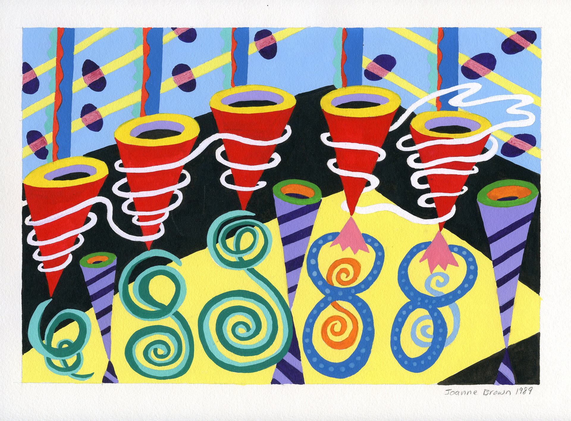 Discotheque - Watercolor Painting, 7" x 10", 1989