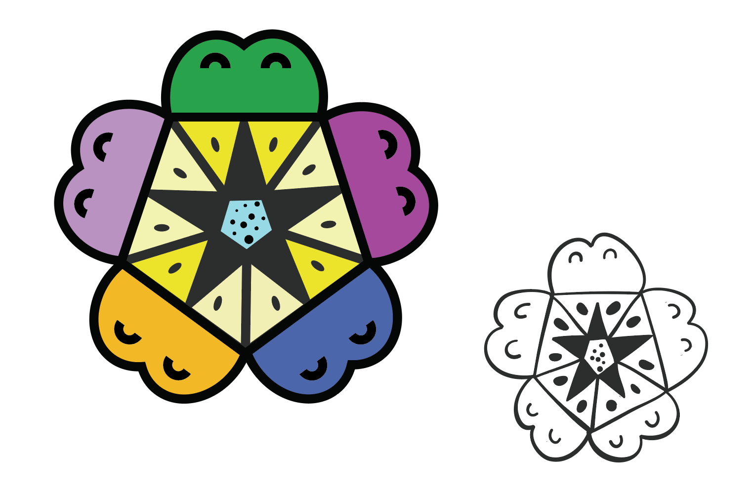 Purple Pansy Vector Drawing for Pattern Block, 2019