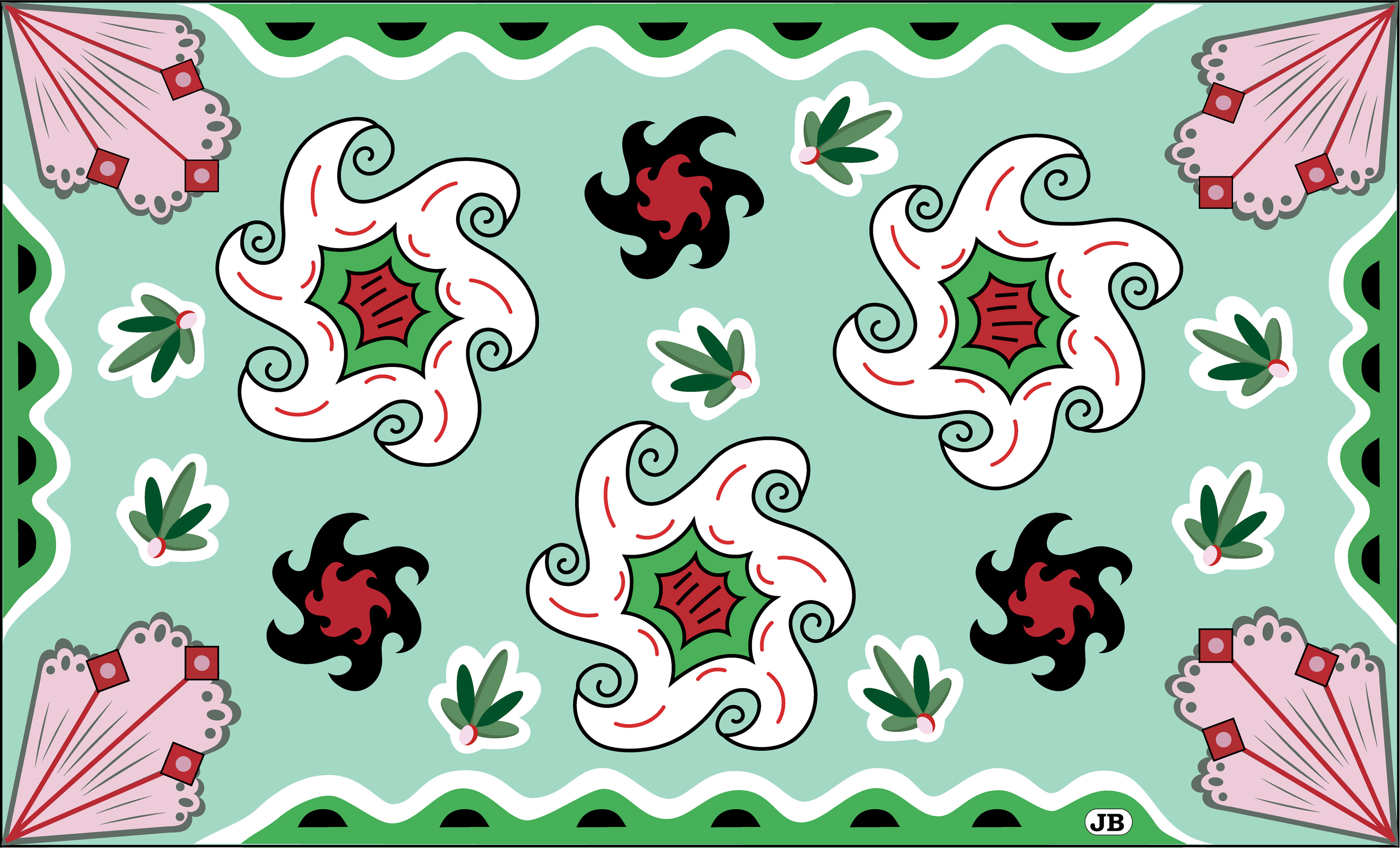 Christmas Day Poinsettias, Digital Art, 2022