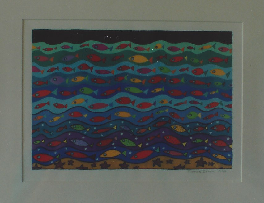 Swimming Fish, Watercolor Painting, 10" x 7", 1990