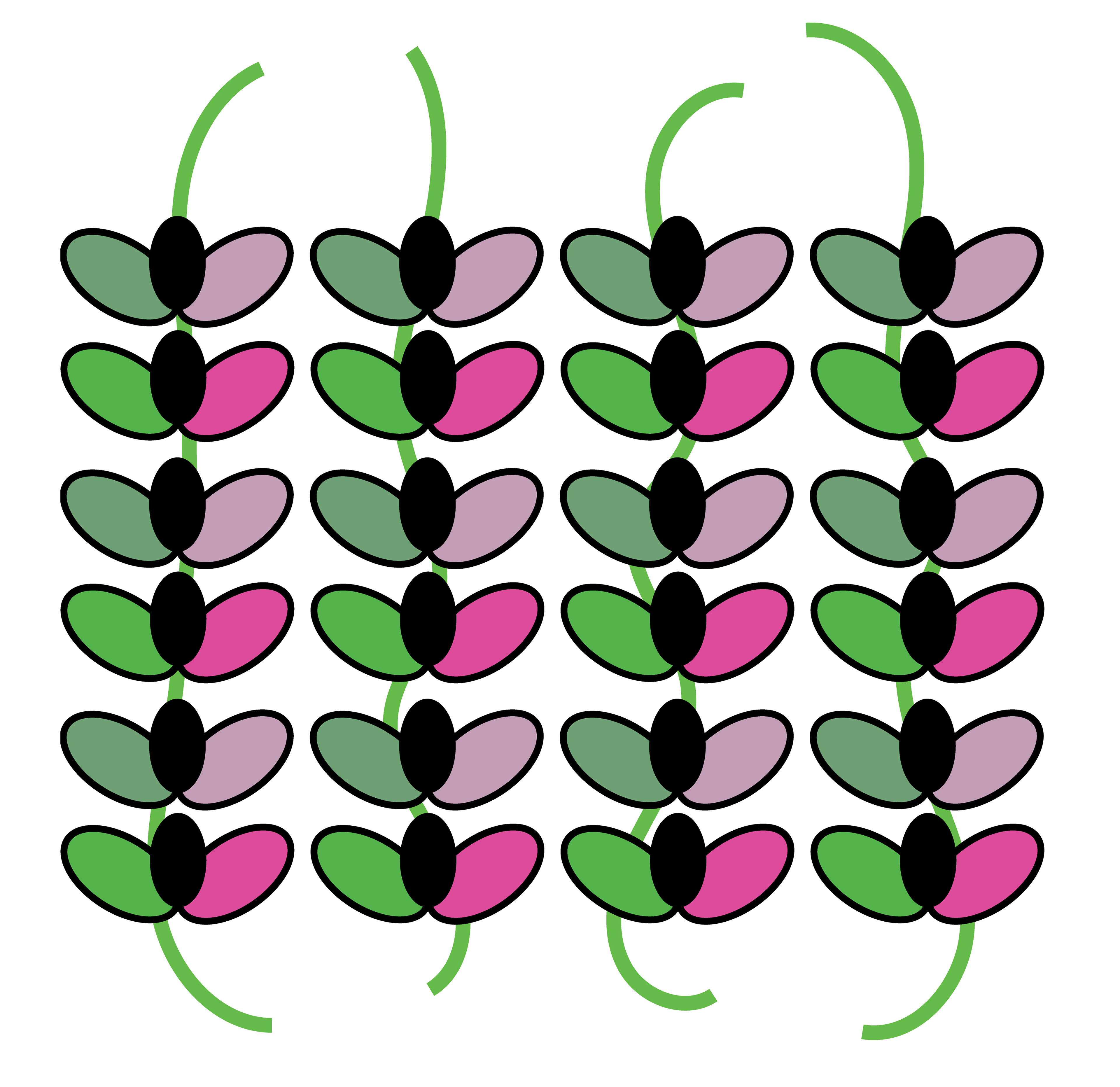 Flower Bees, Digital Art, Pattern 1, 2023