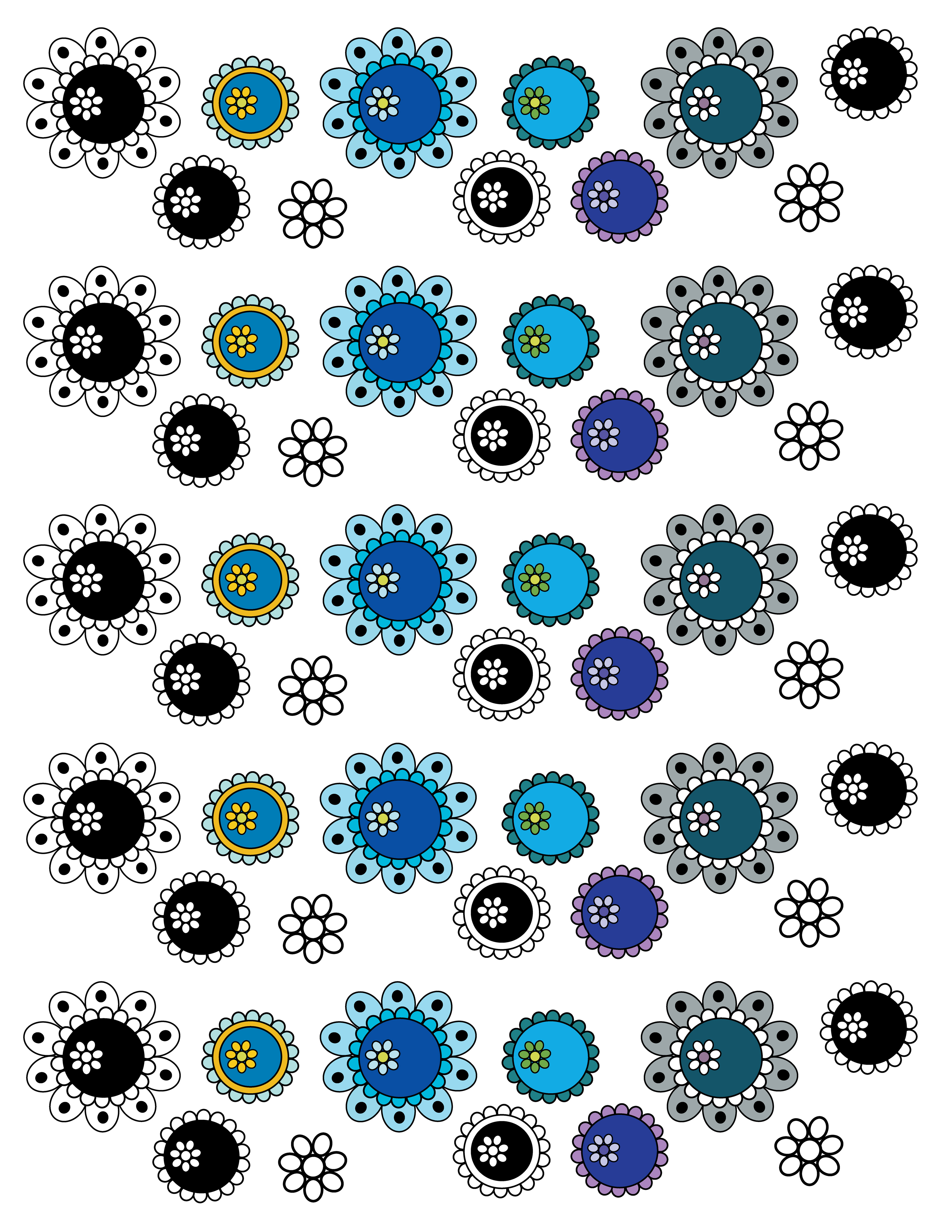 Flower Gems, Digital Art, Pattern 1, 2025