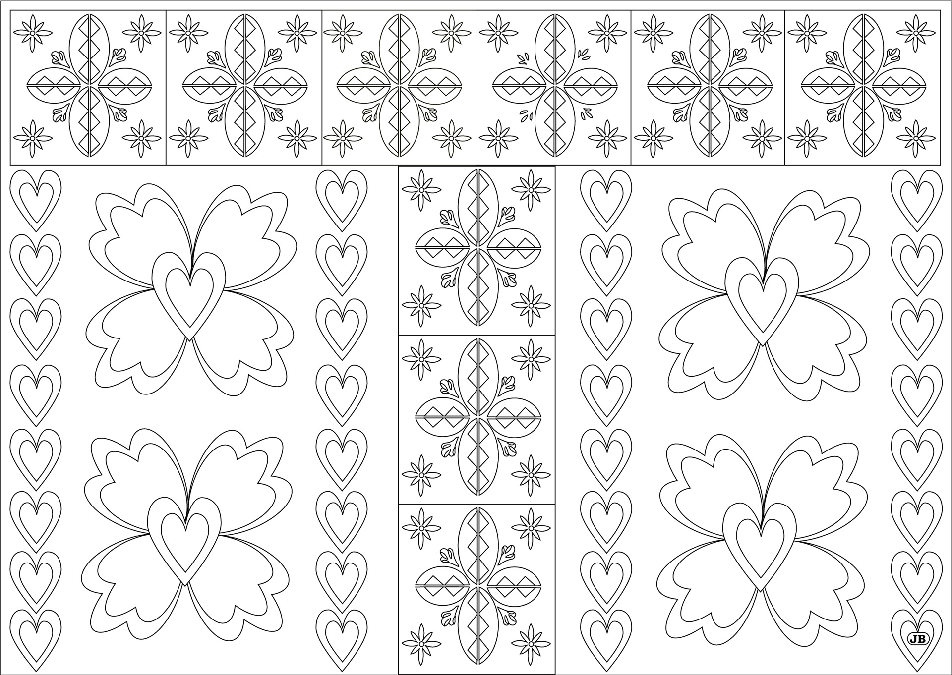 Heart Courtyard, Digital Art, Coloring Card, 2009