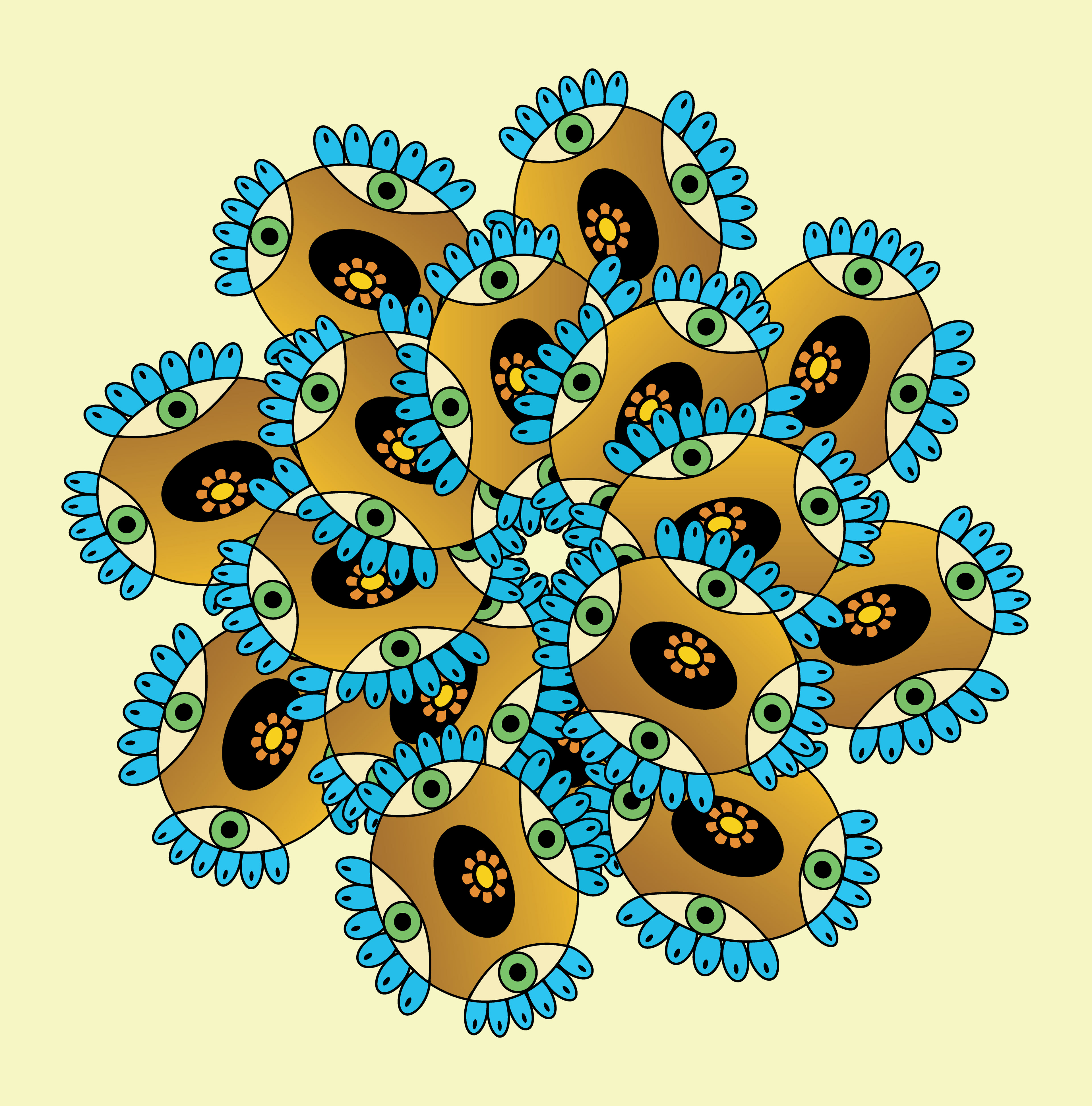 Flying Eye Flower, Digital Art, Radial, 2025