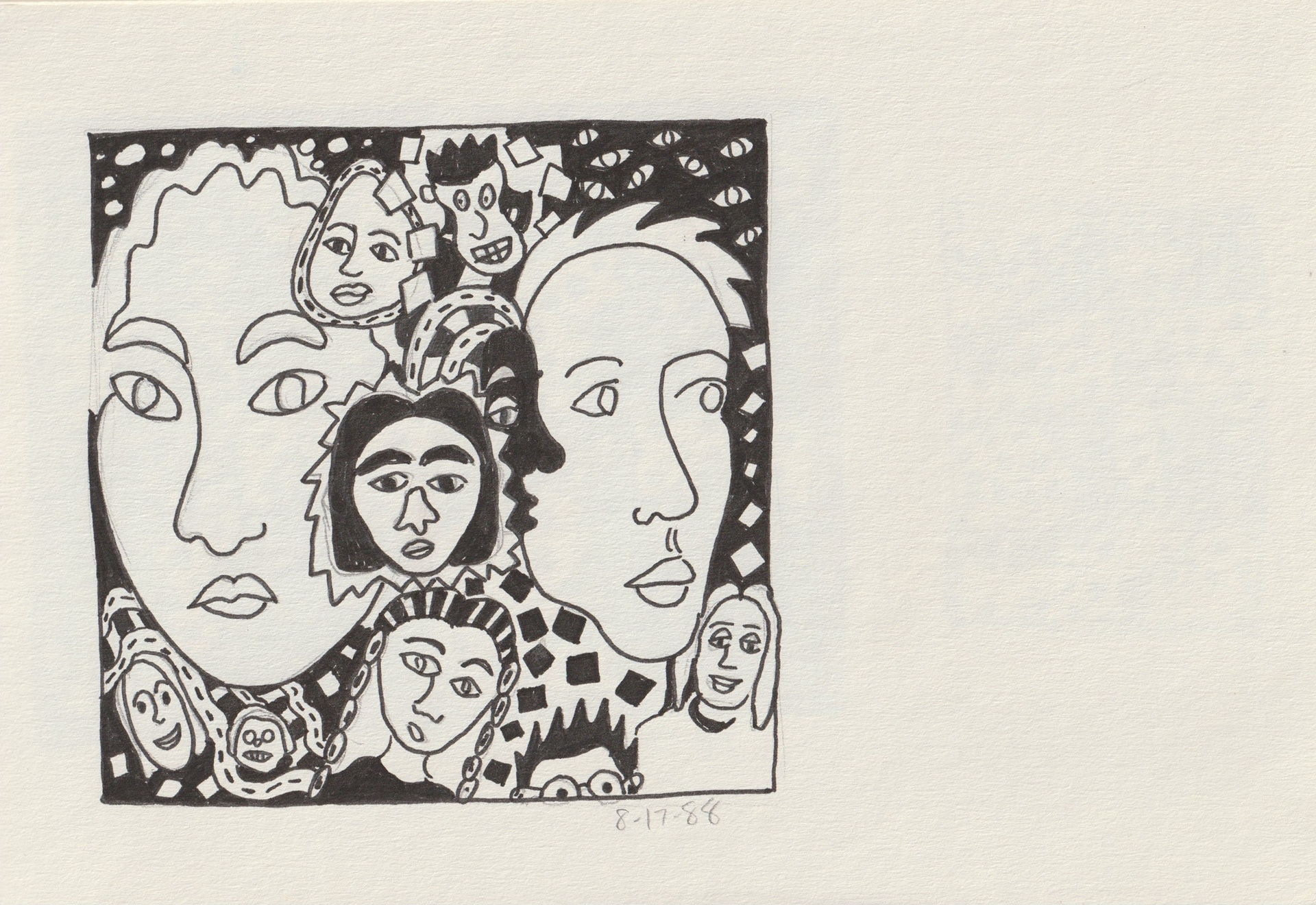 Women Faces - Marker on paper, 1988
