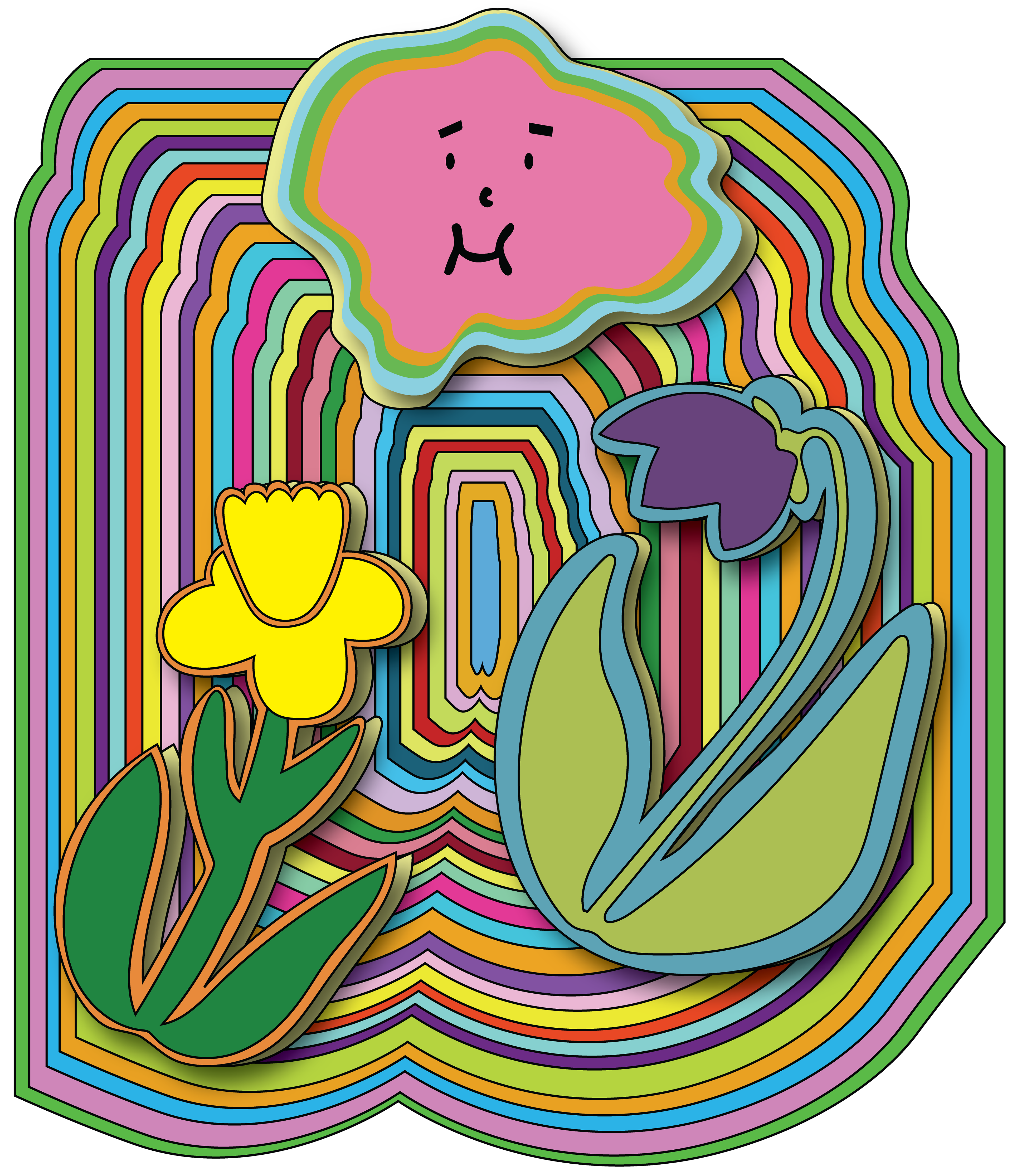 Daffodil Tulip Pink Cloud, Digital Art, 2025