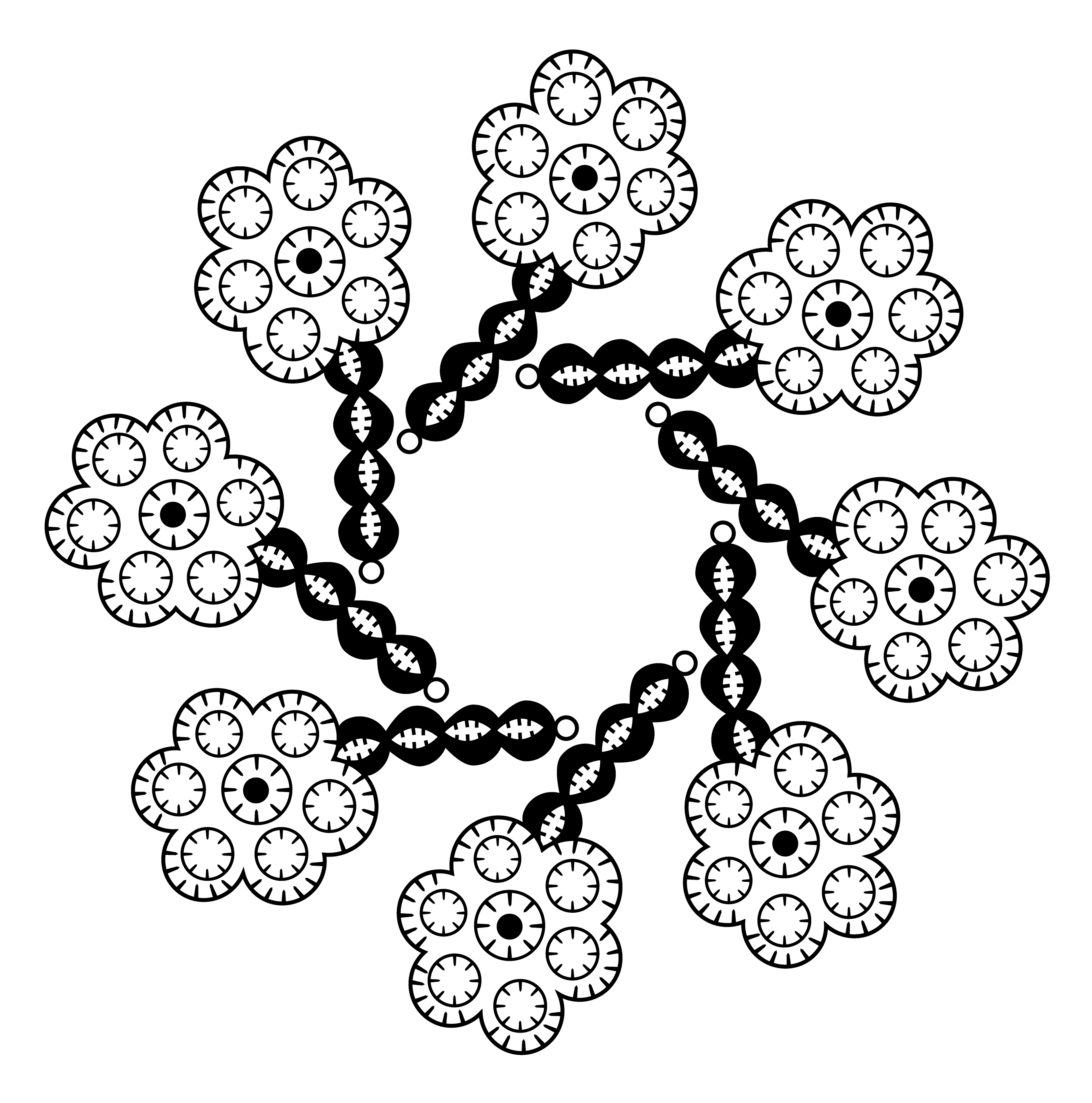 Interlocking Disk Daisies, Digital Art, Radial 1, 2025