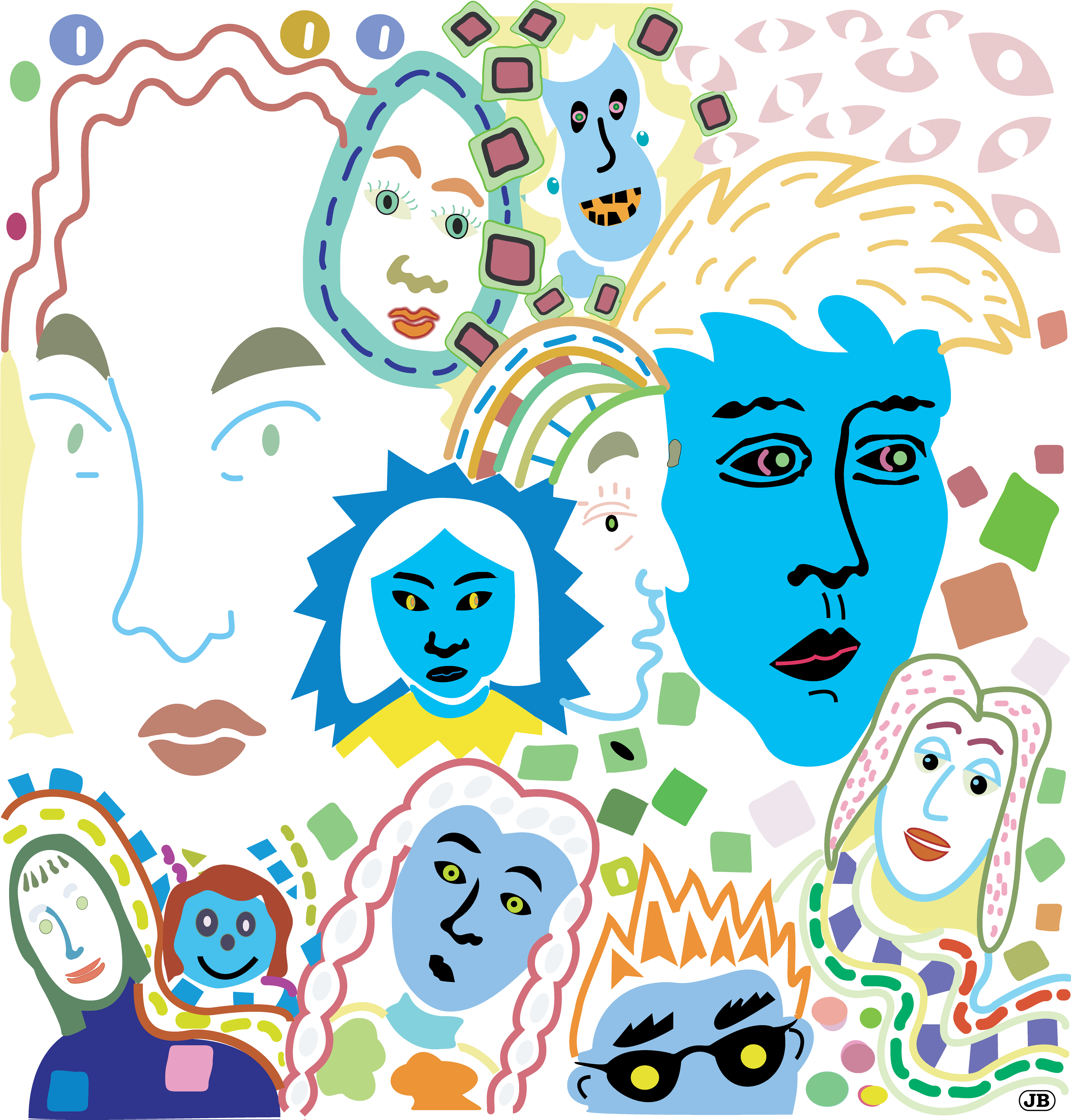 Women Faces, version for T-Shirt Print, 2023