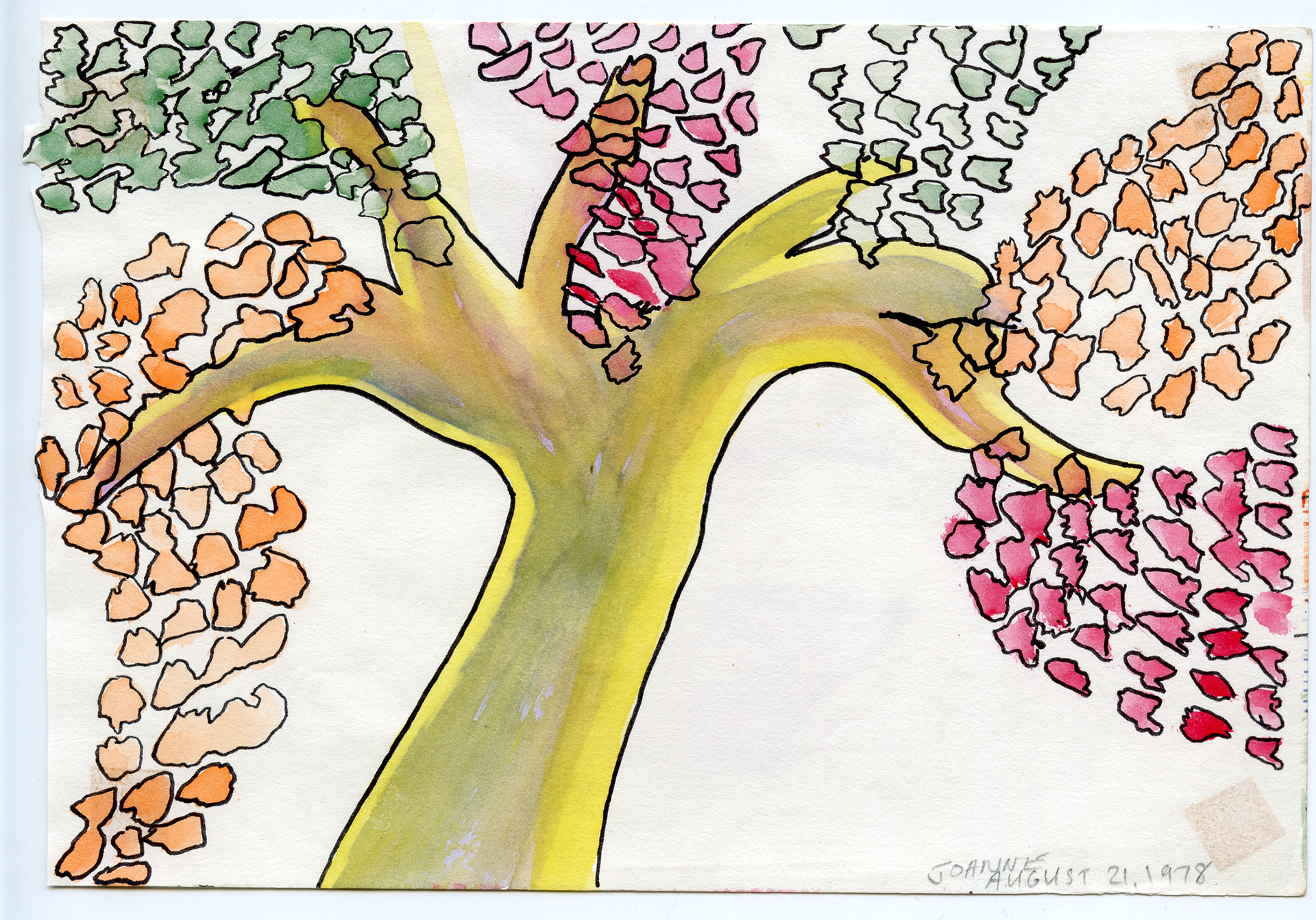 Yellow Tree, Watercolor on Paper, 8.5" x 5.5", 1978
