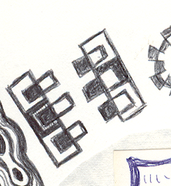 1990-02-21-a2- Ballpoint Pen and Colored Pencil on Scrap Paper, 1990