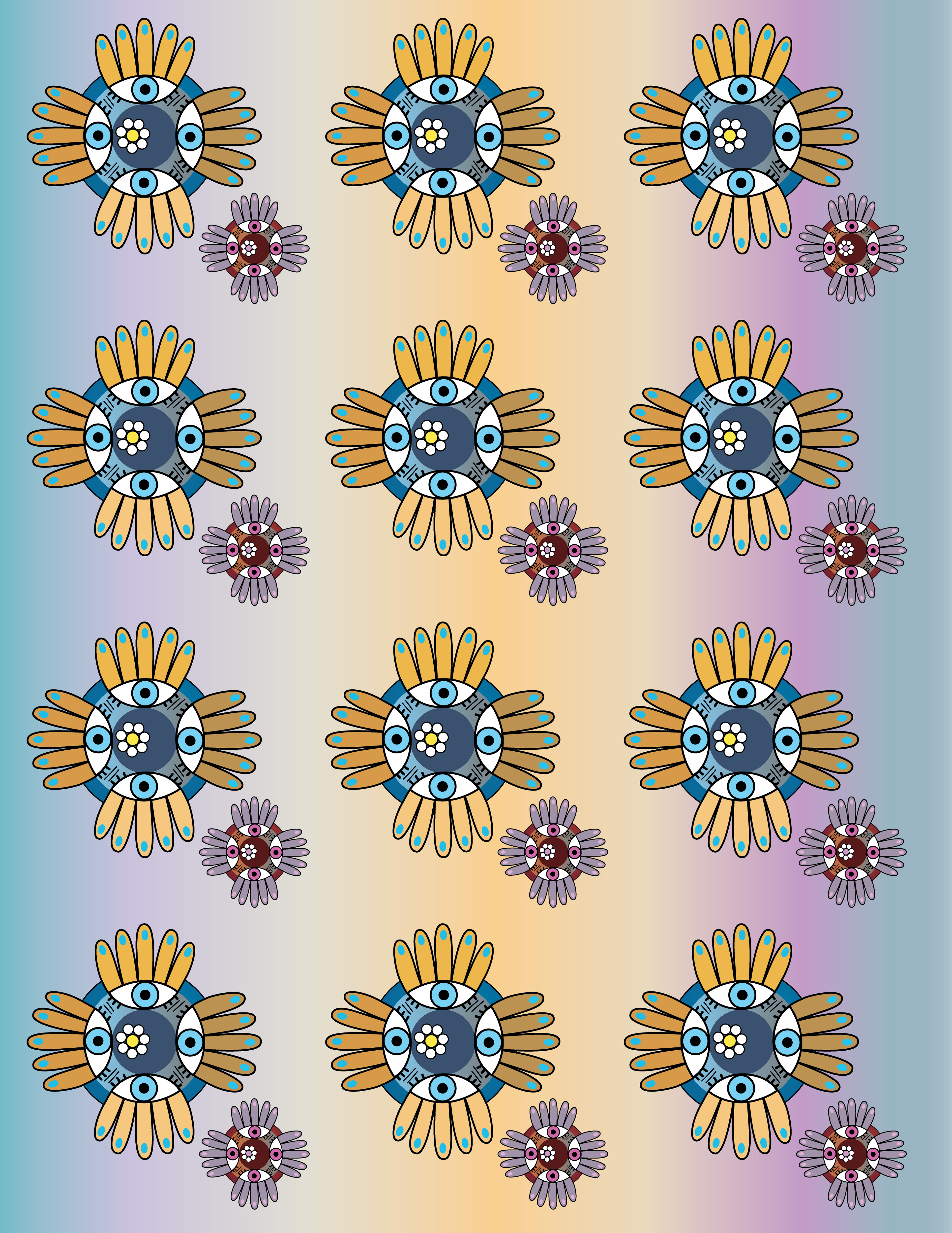 Sun Ray Eyes, Digital Art, Pattern 2, 2025