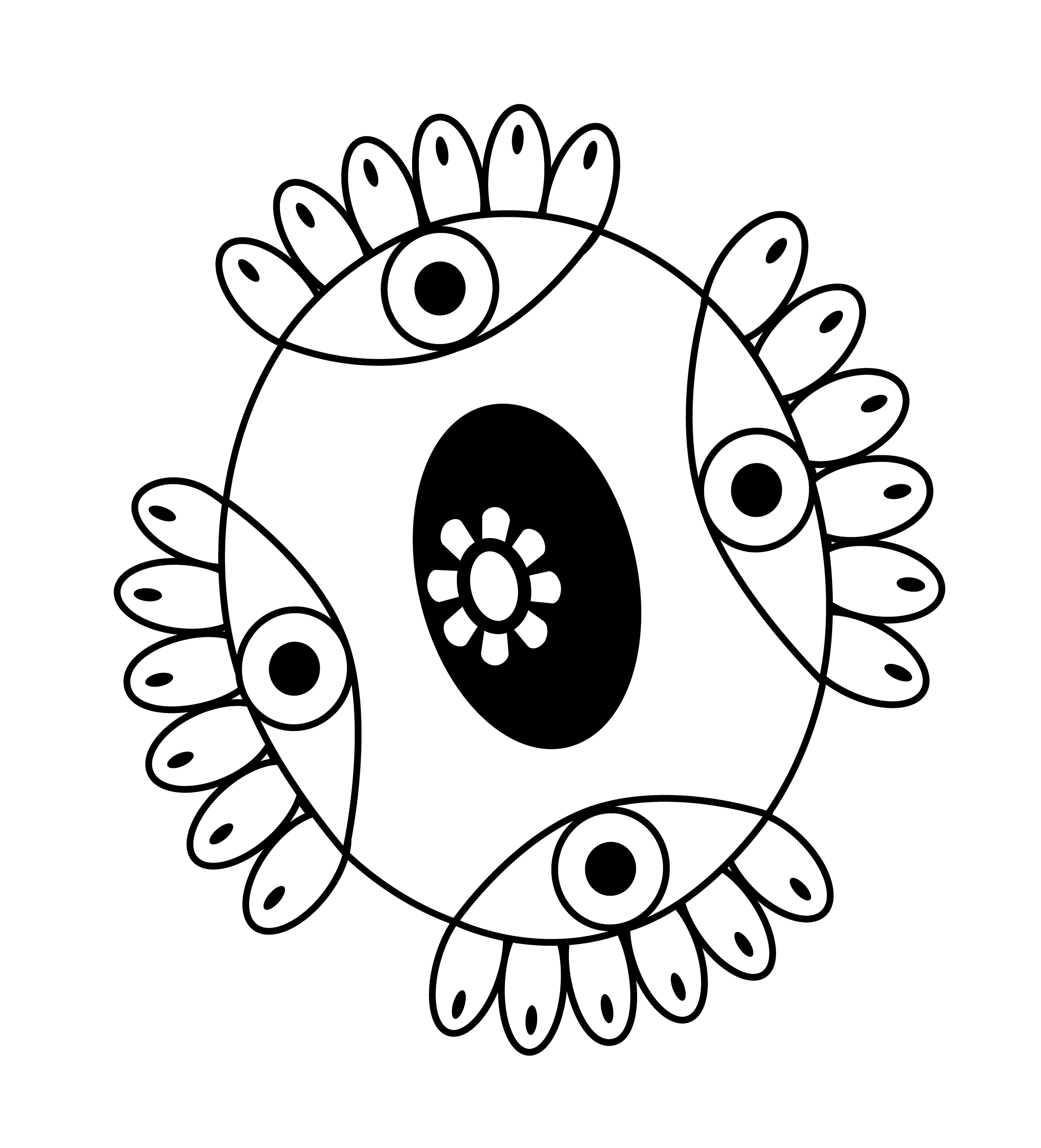 Flying Eye Flower, Vector Drawing, 2025