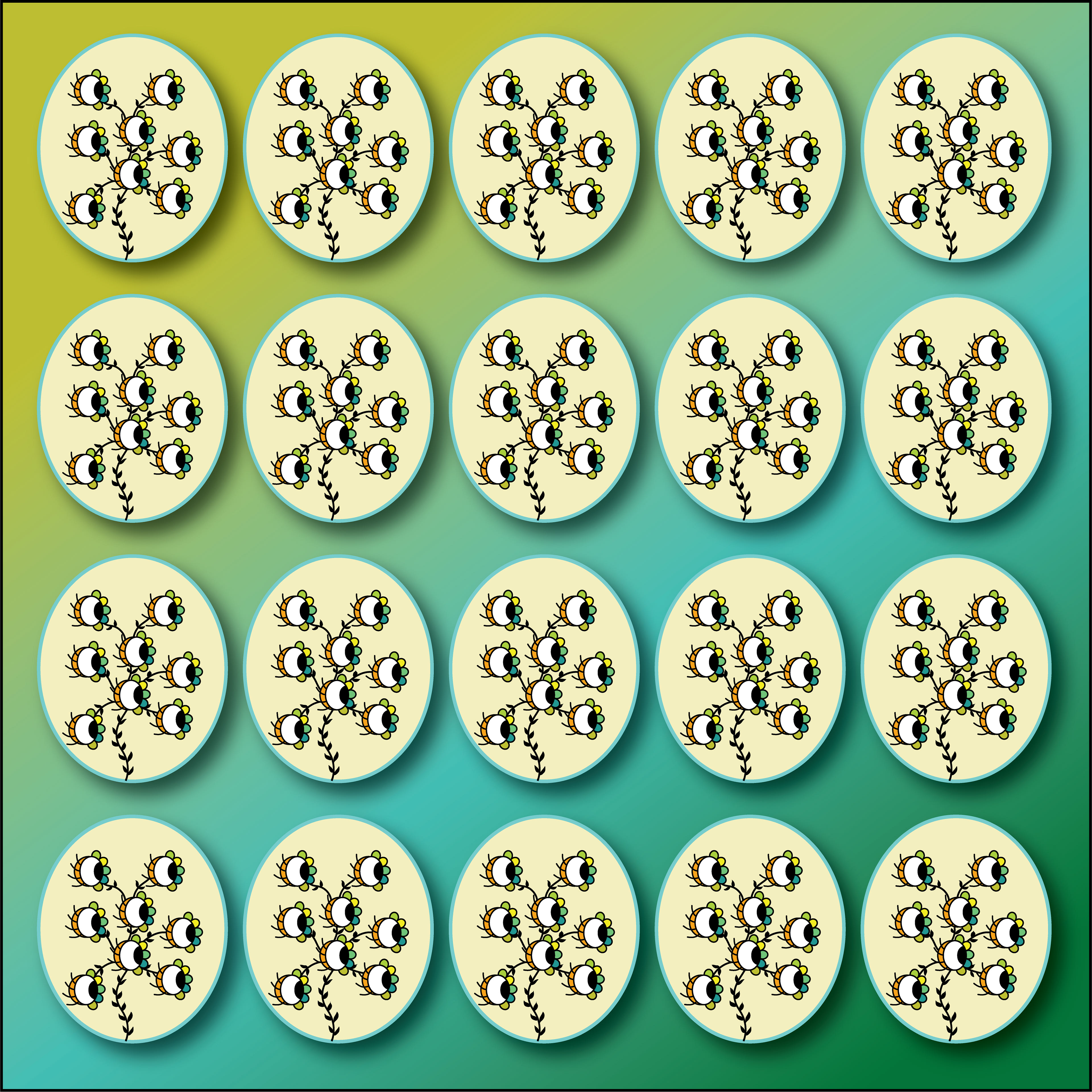 Spy Eye Flower, Digital Art, Pattern 1, 2025
