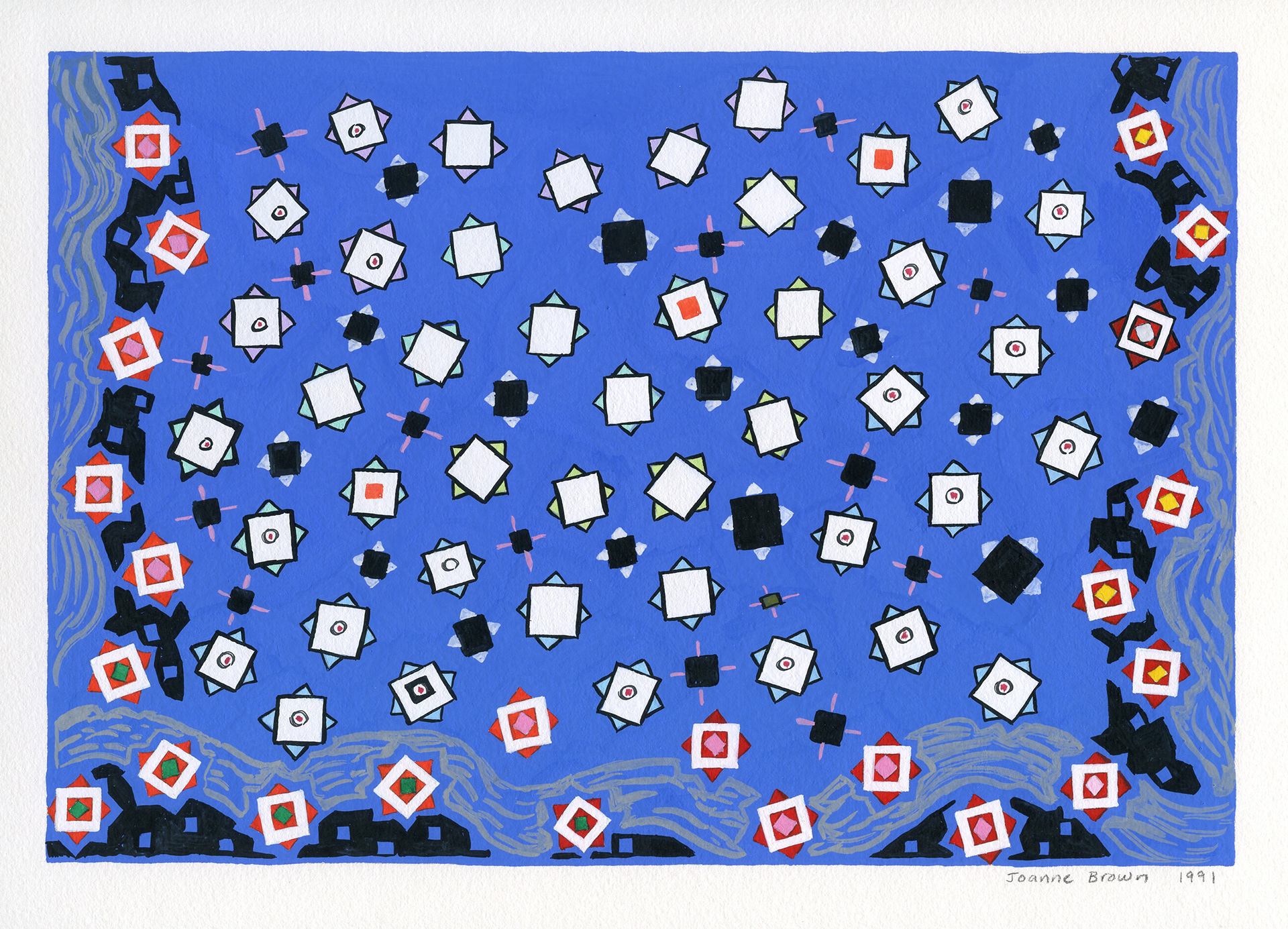 Snow Crystals, Watercolor on Paper, 10" x 7", 1991