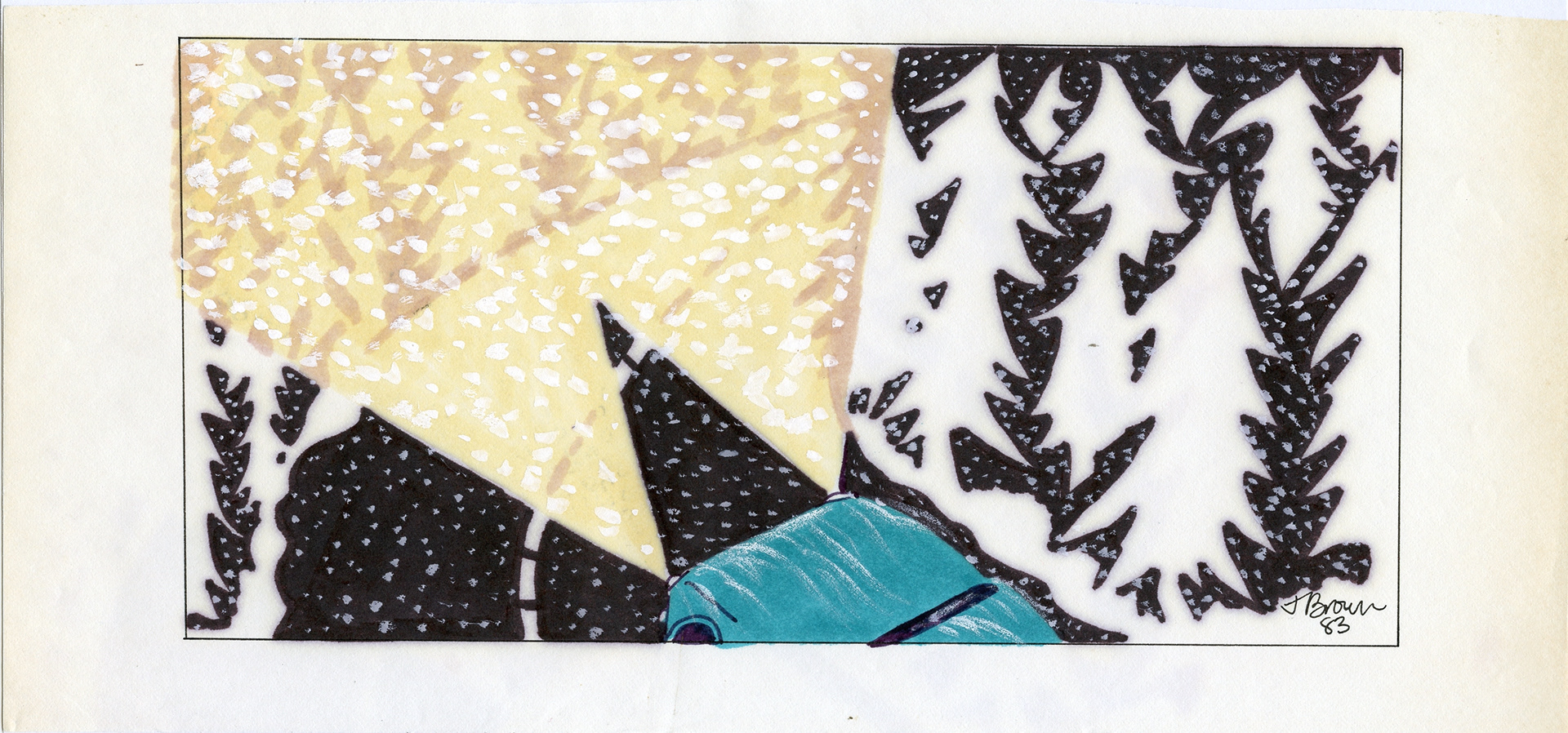Driving Snow, Magic Marker on Vellum, 1983