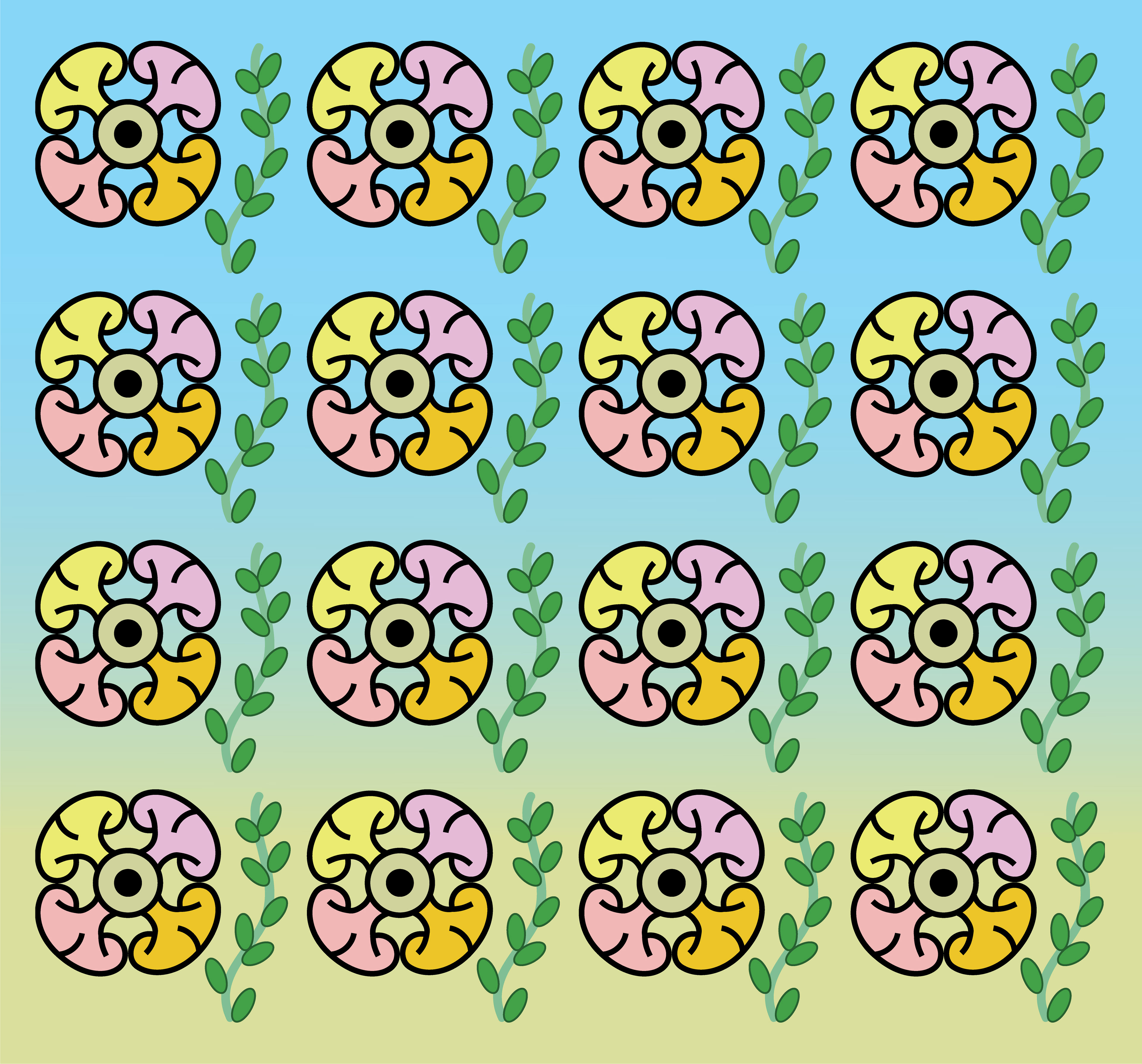 Night Animal Flowers, Digital Art, Pattern 8, 2025