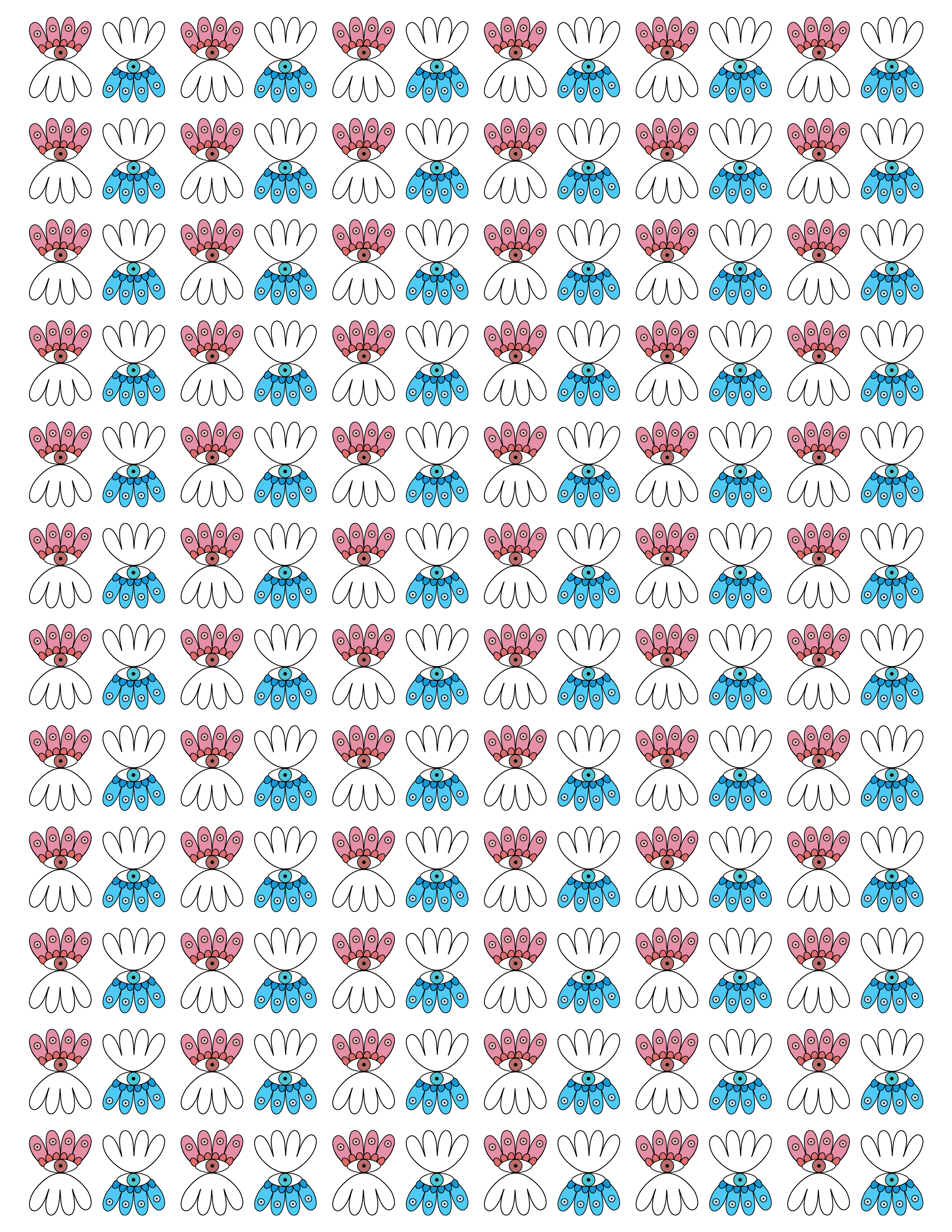 Five Eye Flower, Digital Art, Pattern 3, 2025