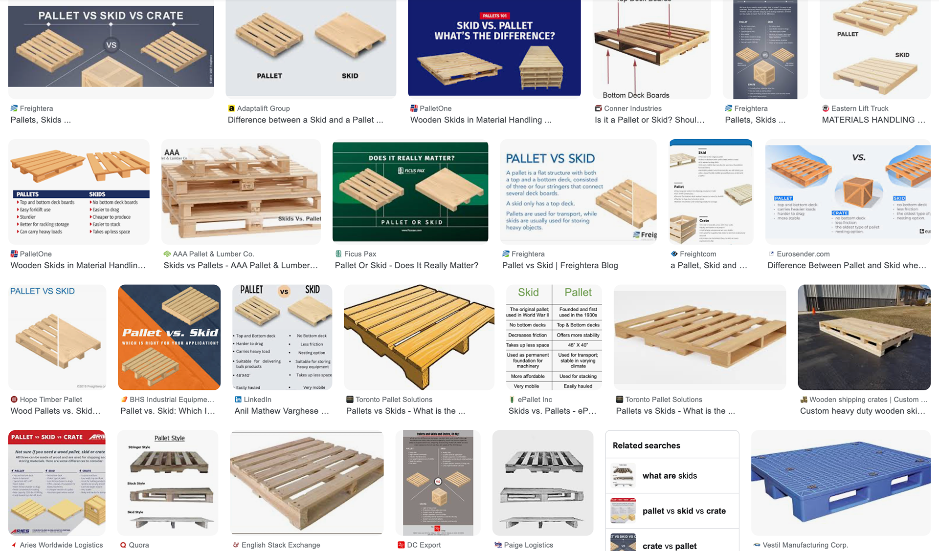 Images of Pallets and Skids, online search results