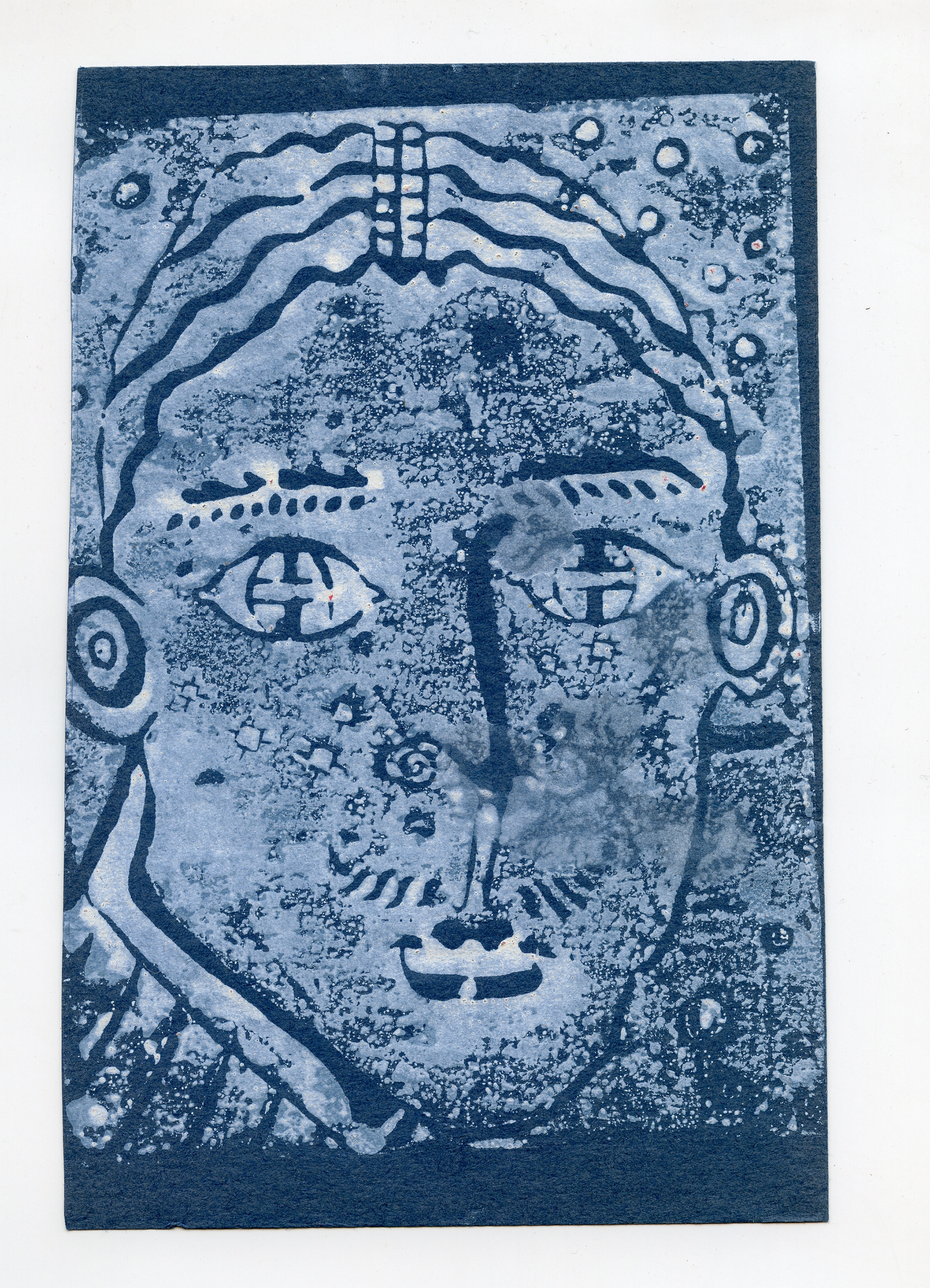 Androgynous Face, Linoleum Print, white, 1979