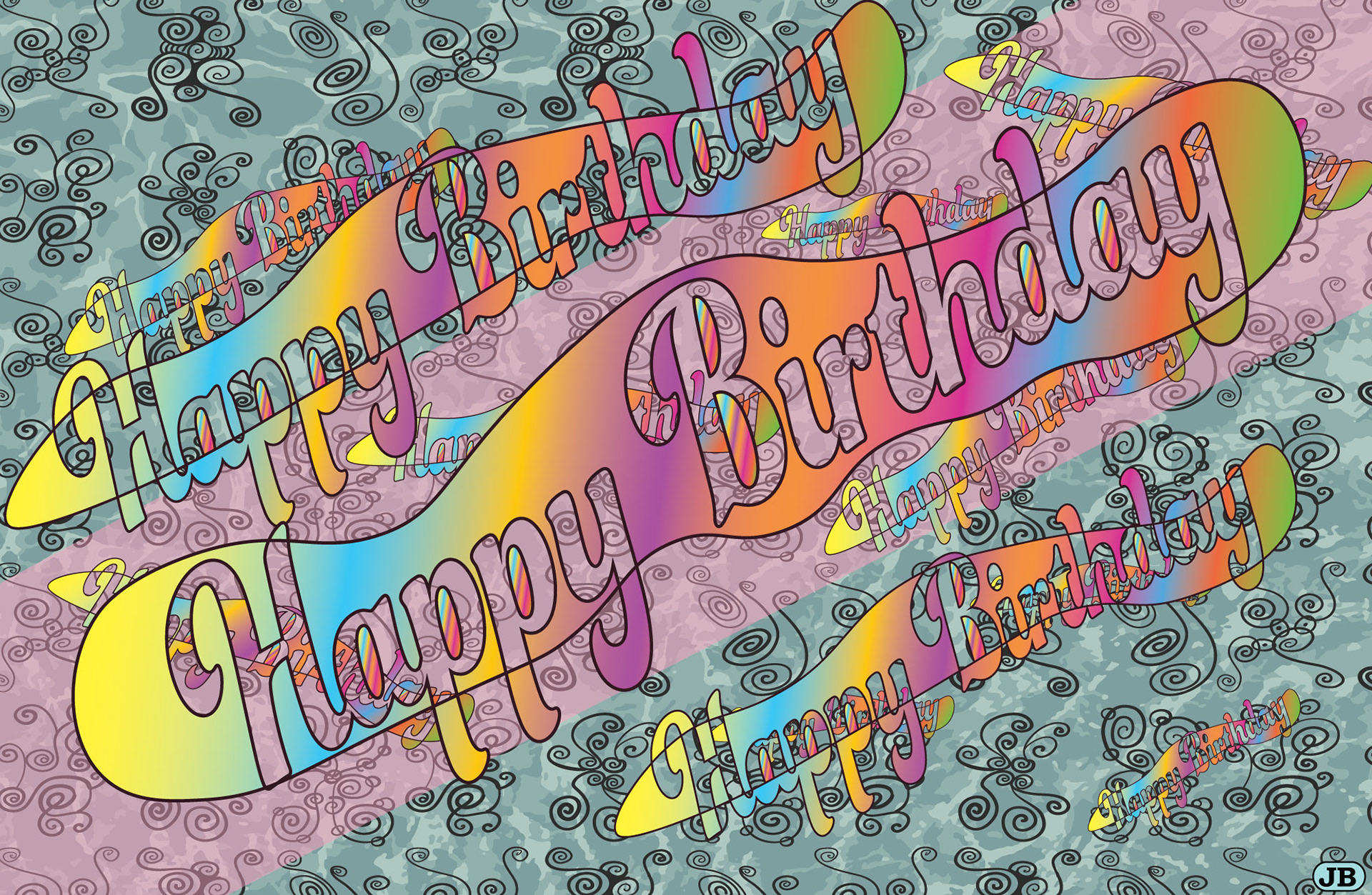 Water Pattern Rainbow, Digital Art, Birthday Card, 2020