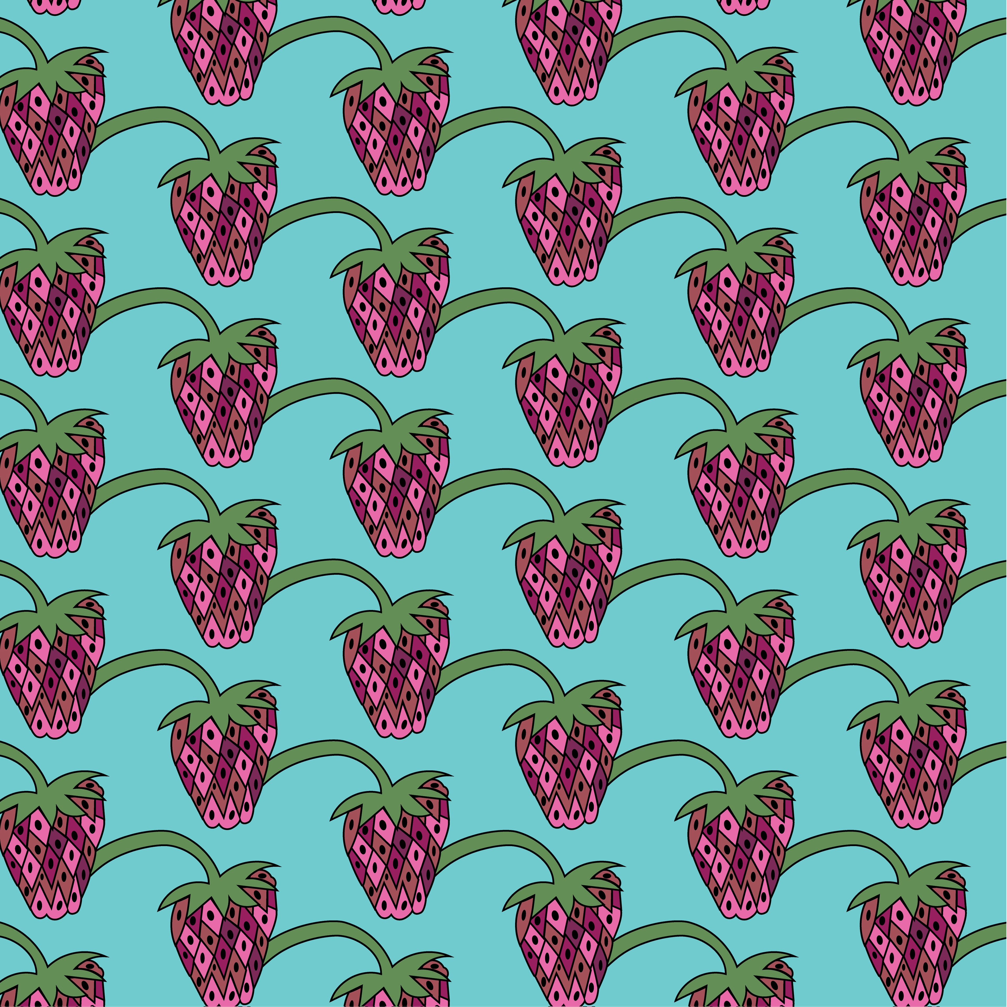 Strawberry, Digital Art, Pattern 3, 2021