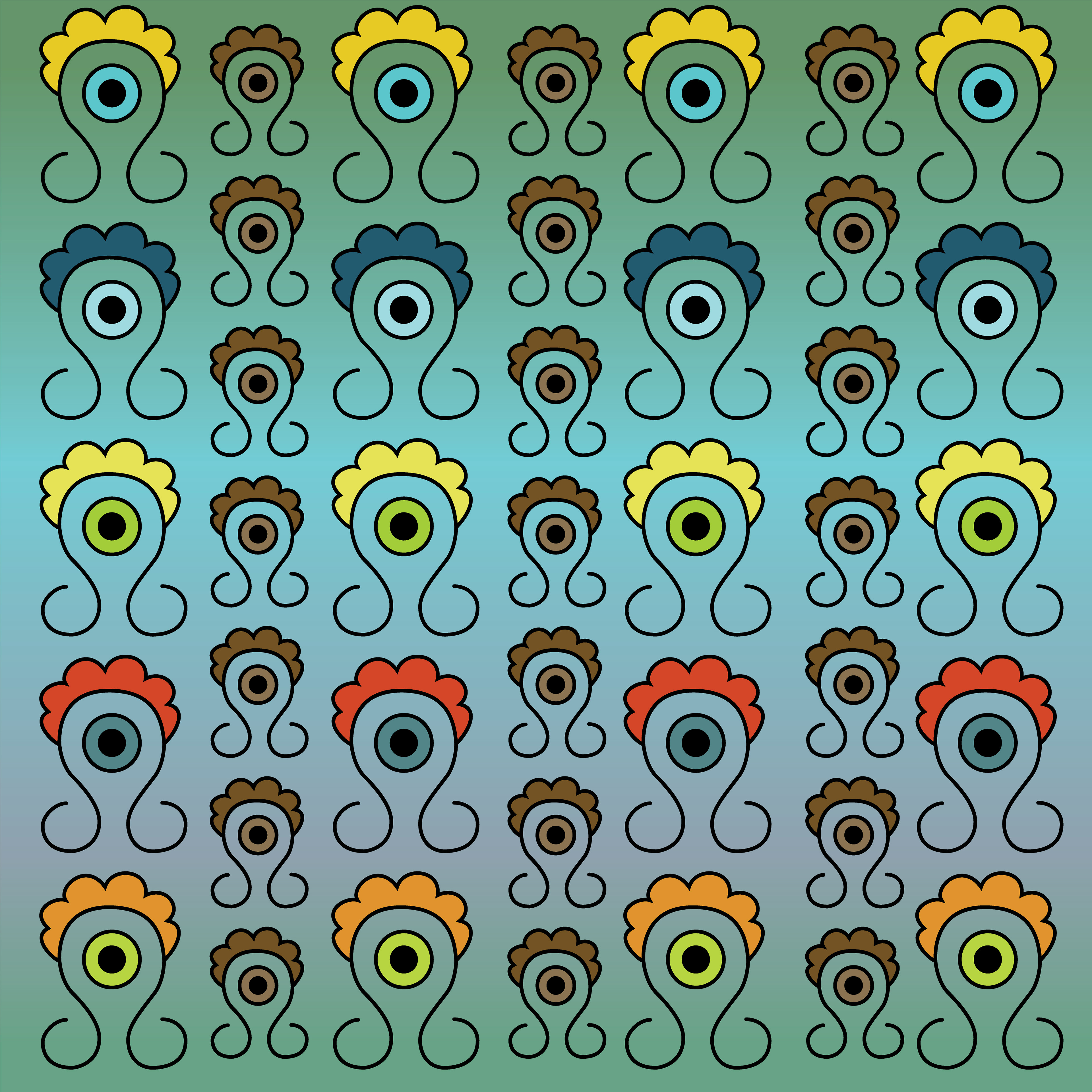 Monocle Wig, Digital Art, Pattern 2, 2025