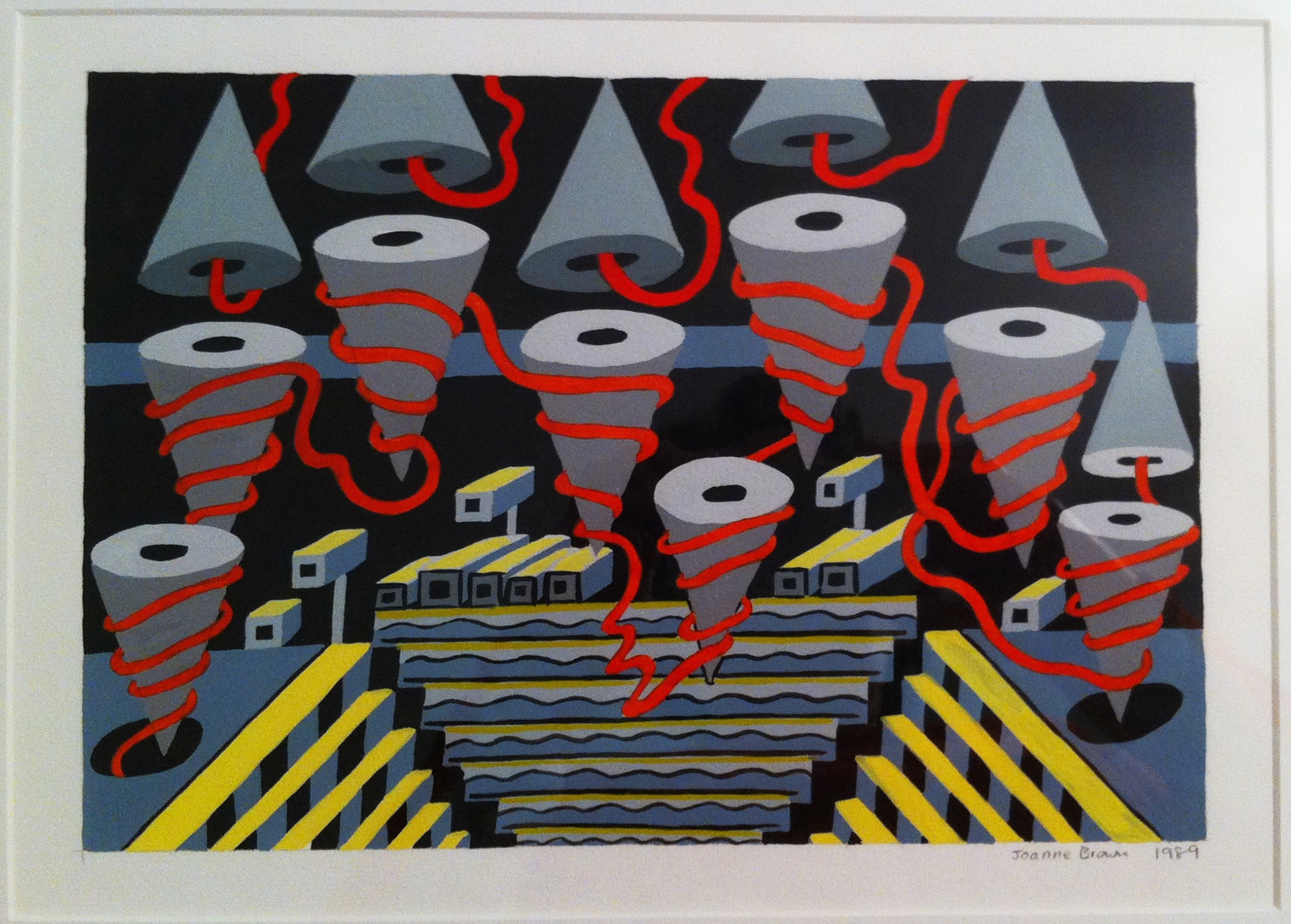 Spinning Cones, Watercolor on Paper, 10" x 7", 1989