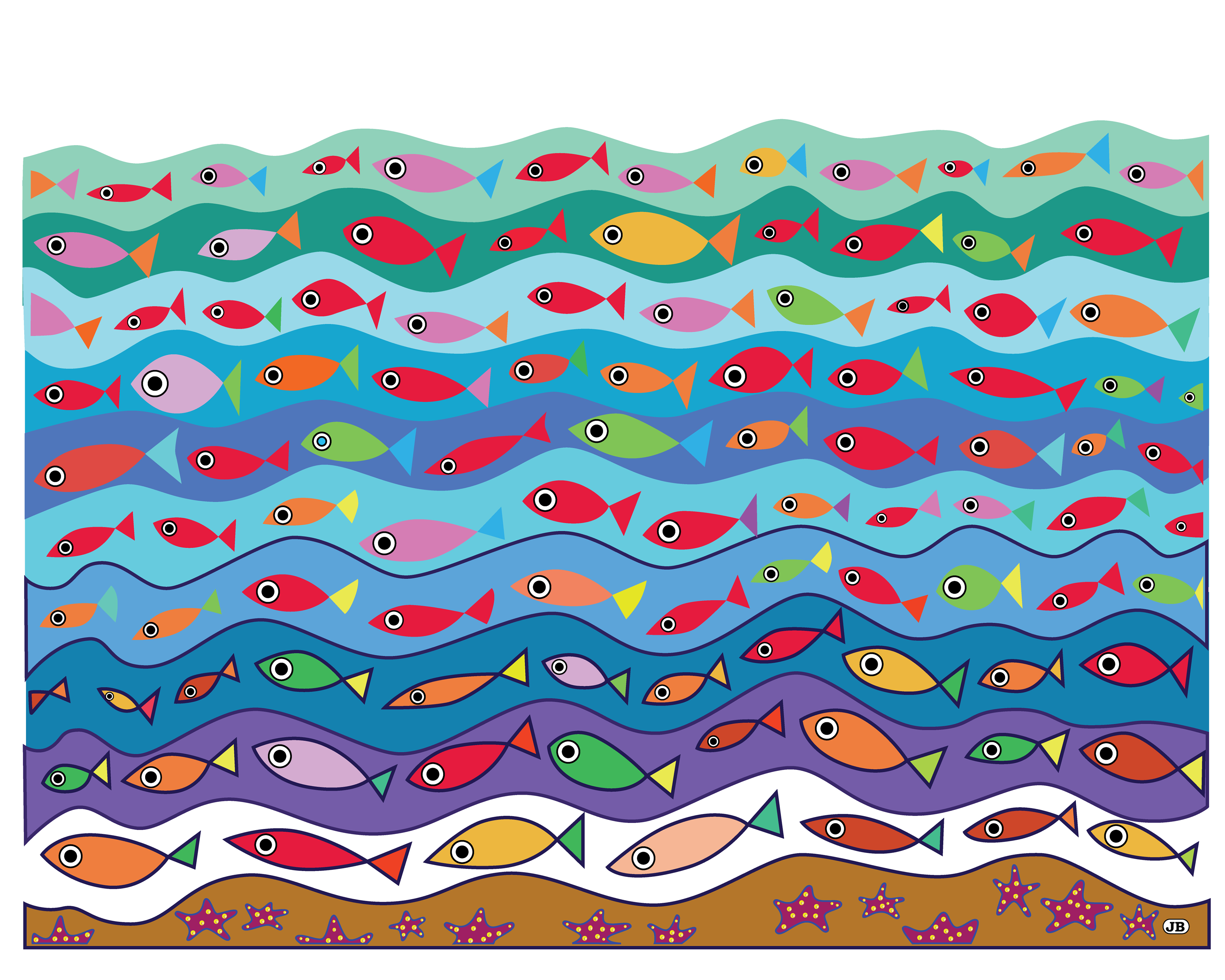 Swimming Fish, version for T-Shirt Print, 2018
