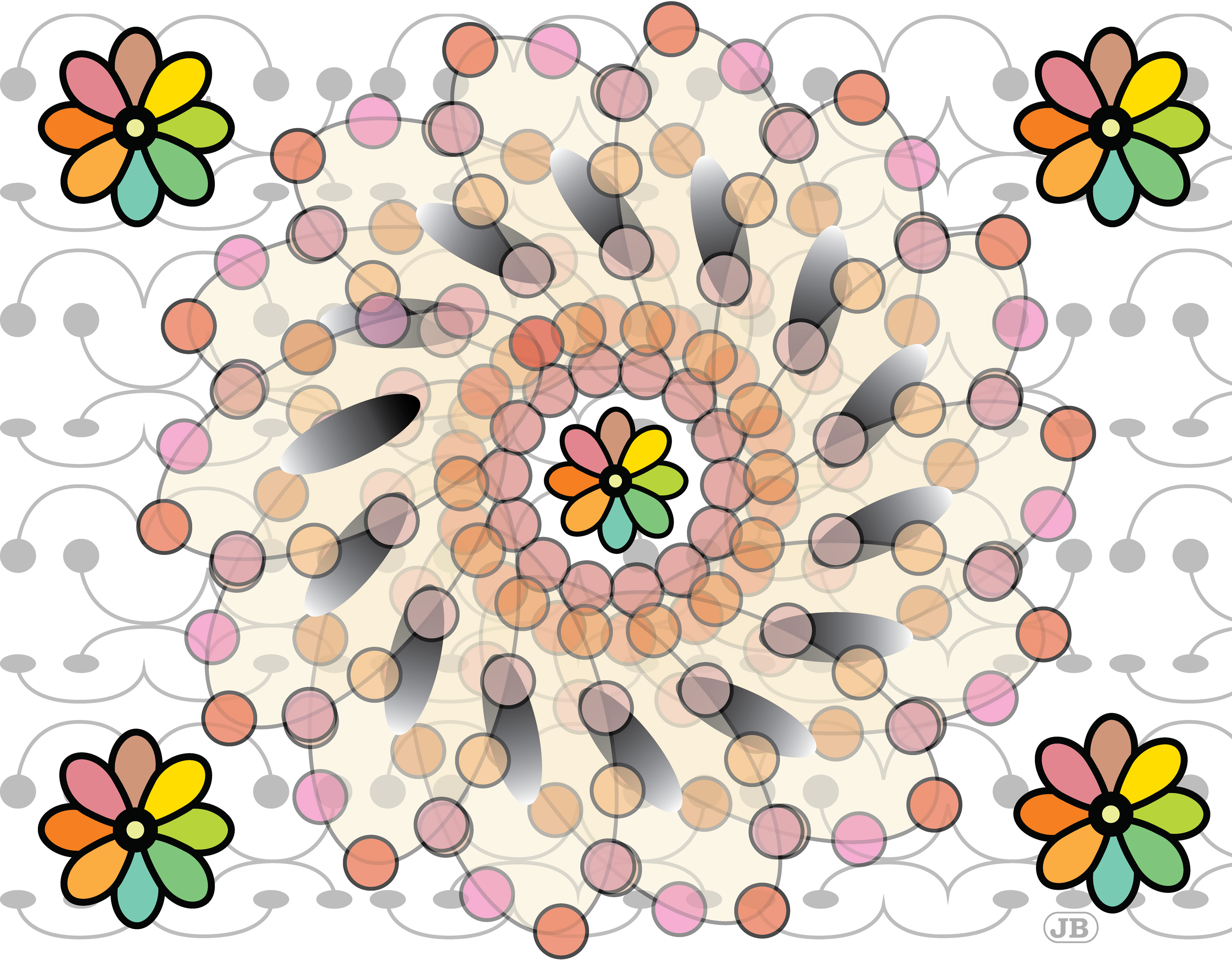 Flower Wheel of Happiness, Digital Art, 2022