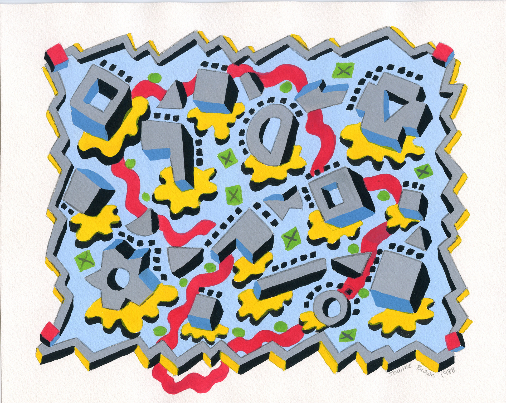 Mechanical Clouds, Watercolor on Paper, 10" x 7", 1988