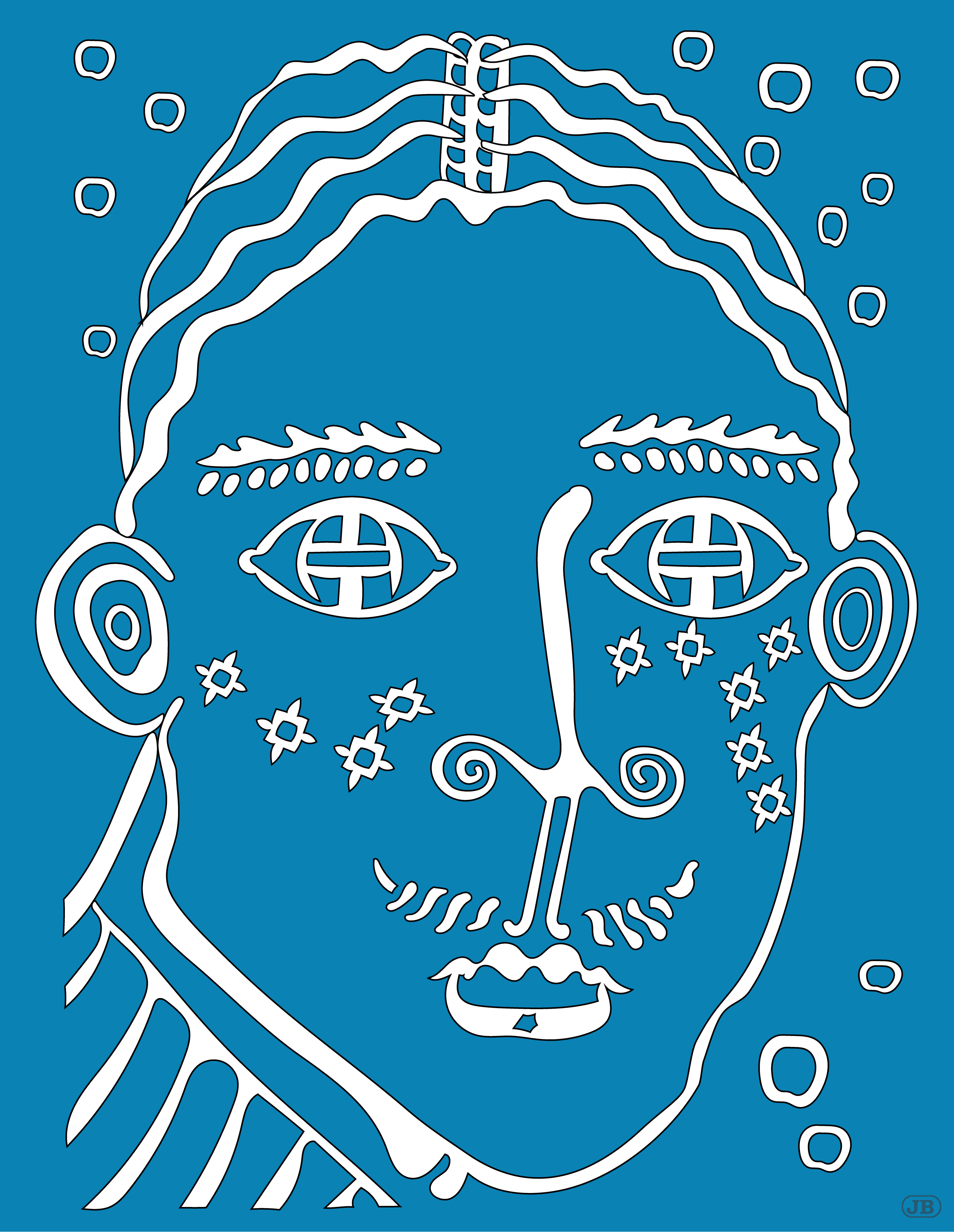 Androgynous Face, Linoleum Print, 1979