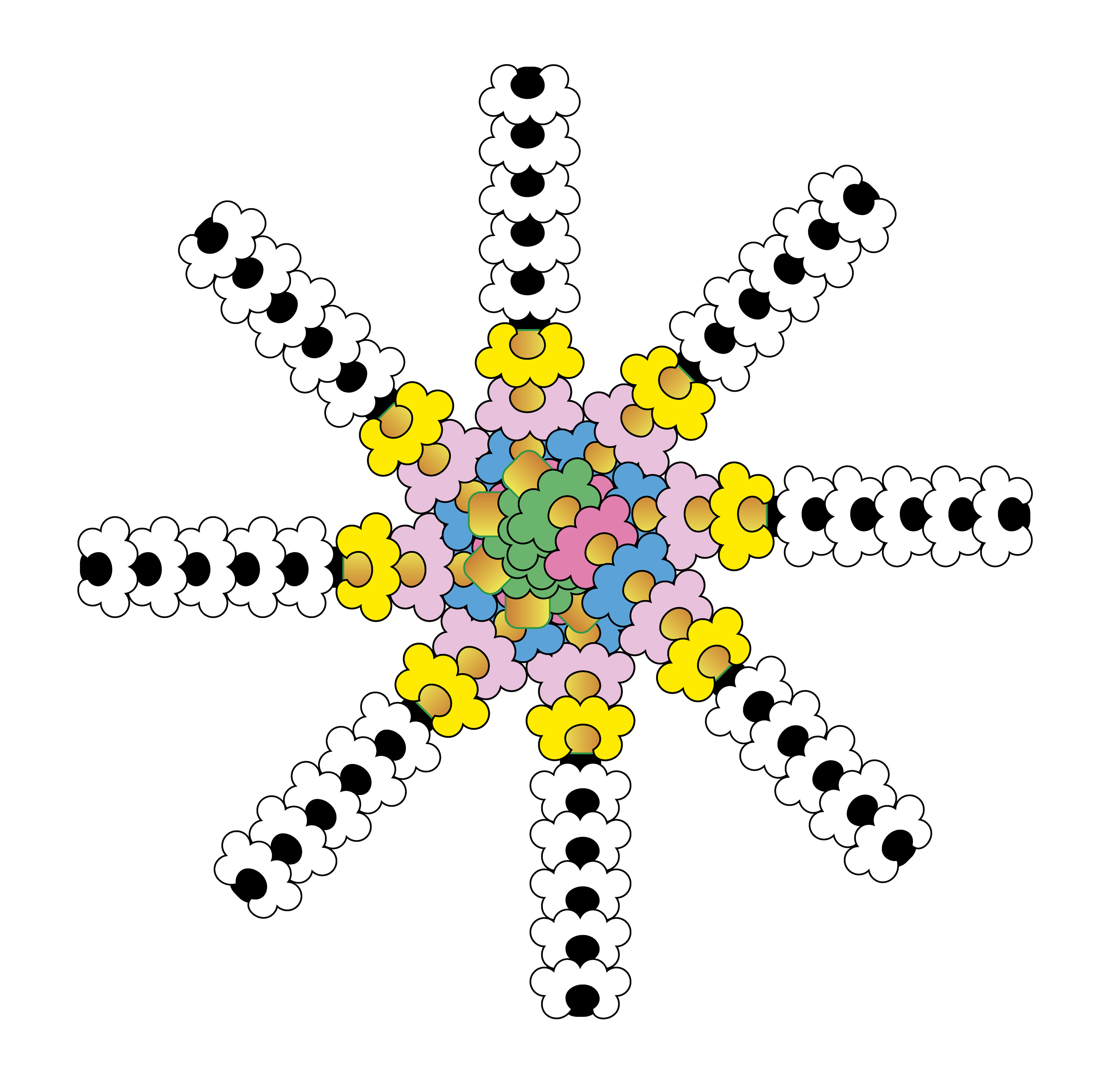 Ice Cream Cone Flowers, Digital Art, Radial 2, 2025