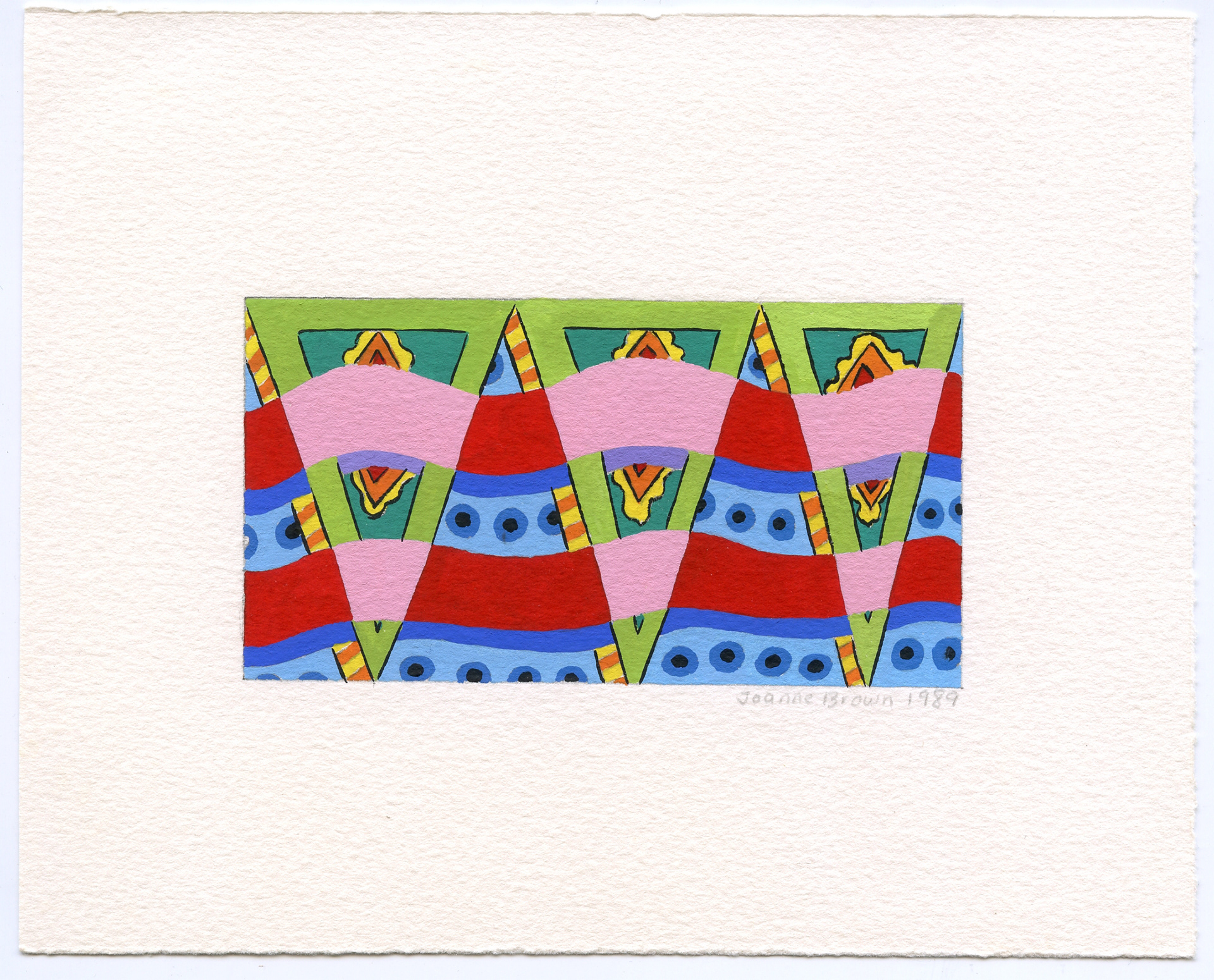 Pink Triangle Garden, Watercolor on Paper, 5" x 3", 1989