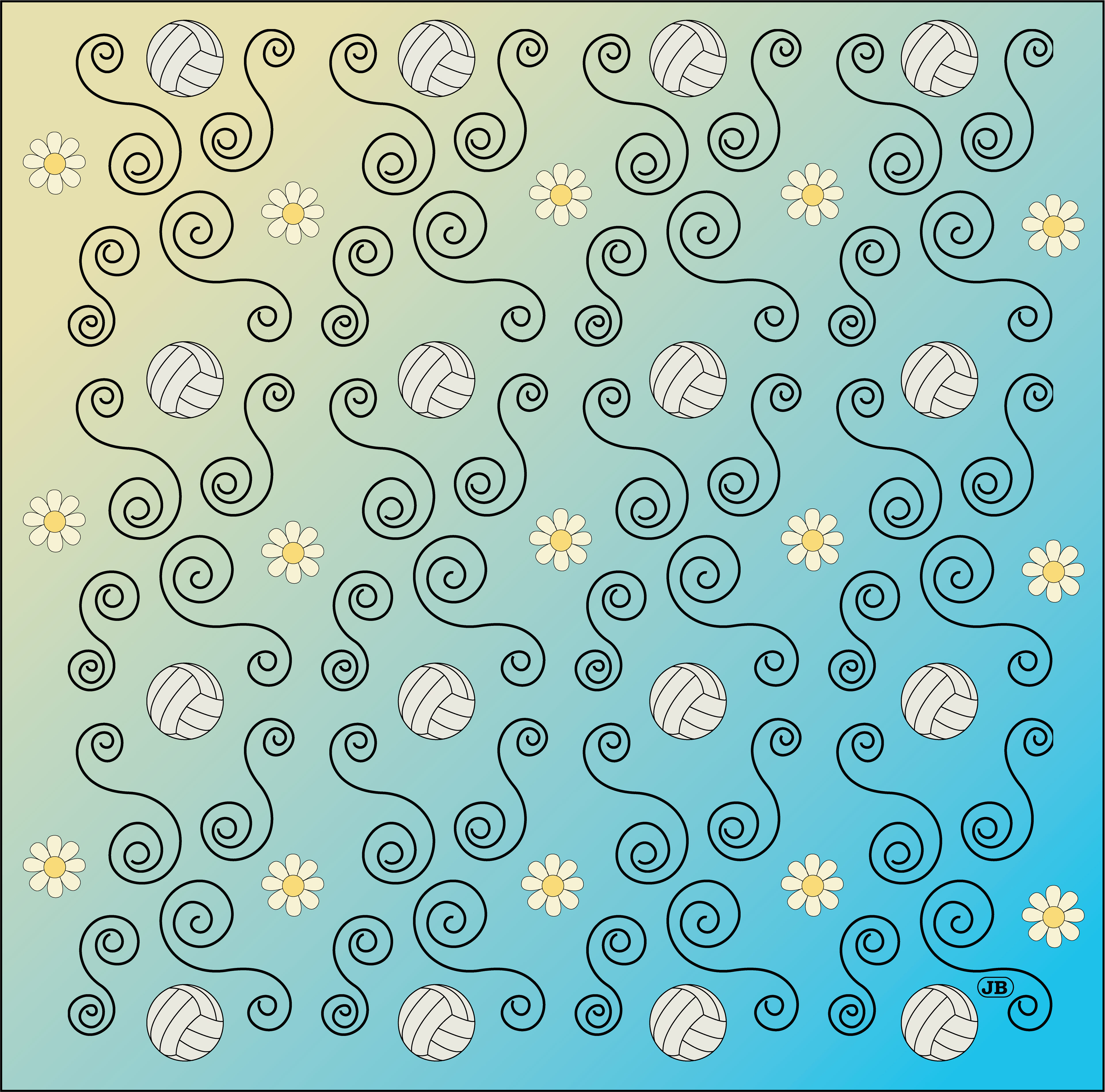 Volleyball Pattern, Digital Art, 2021