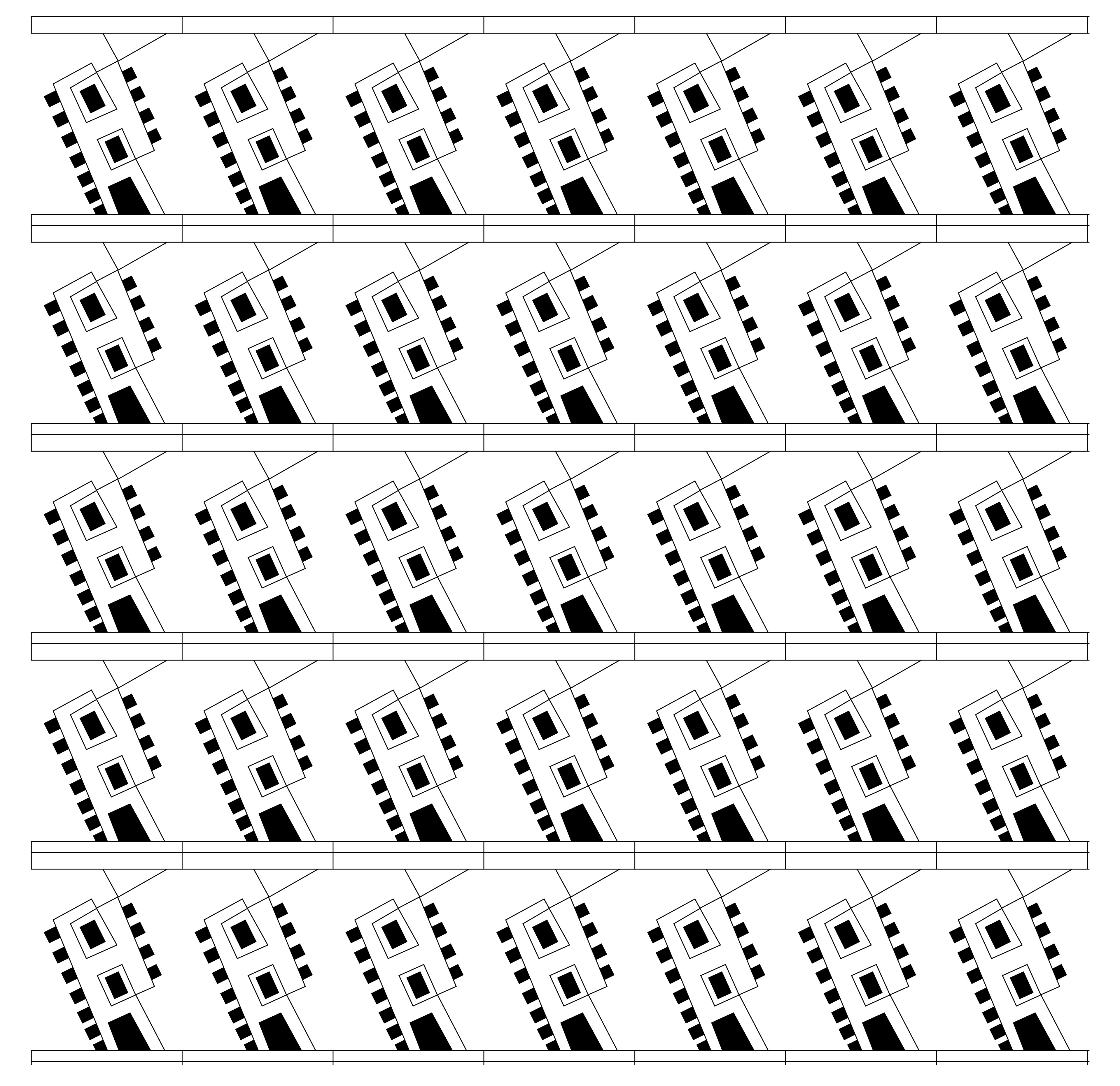 Tilted Townhouse Pattern 1, Digital Art, 2021