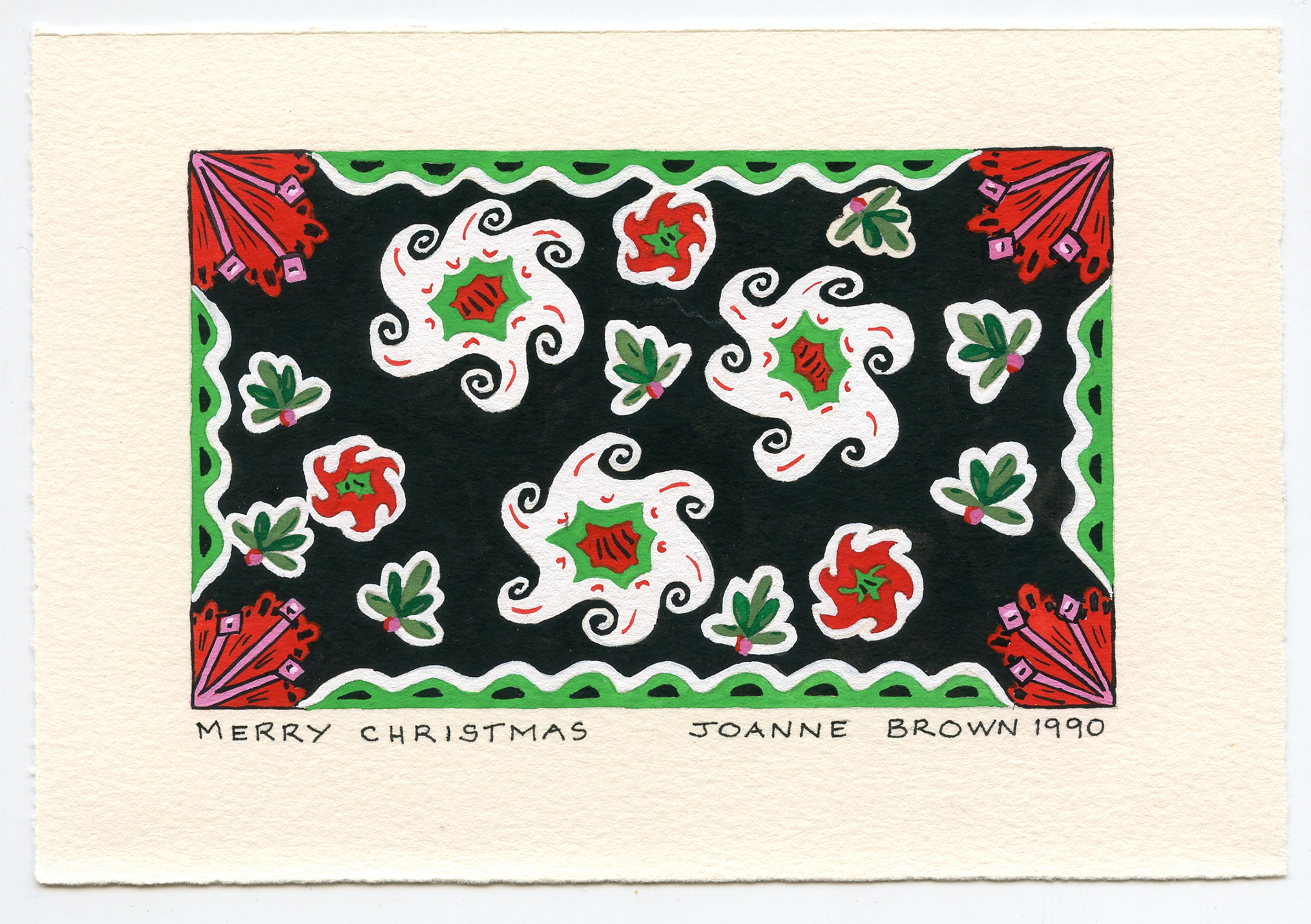 Christmas Night Poinsettias, Watercolor on Paper, 1990