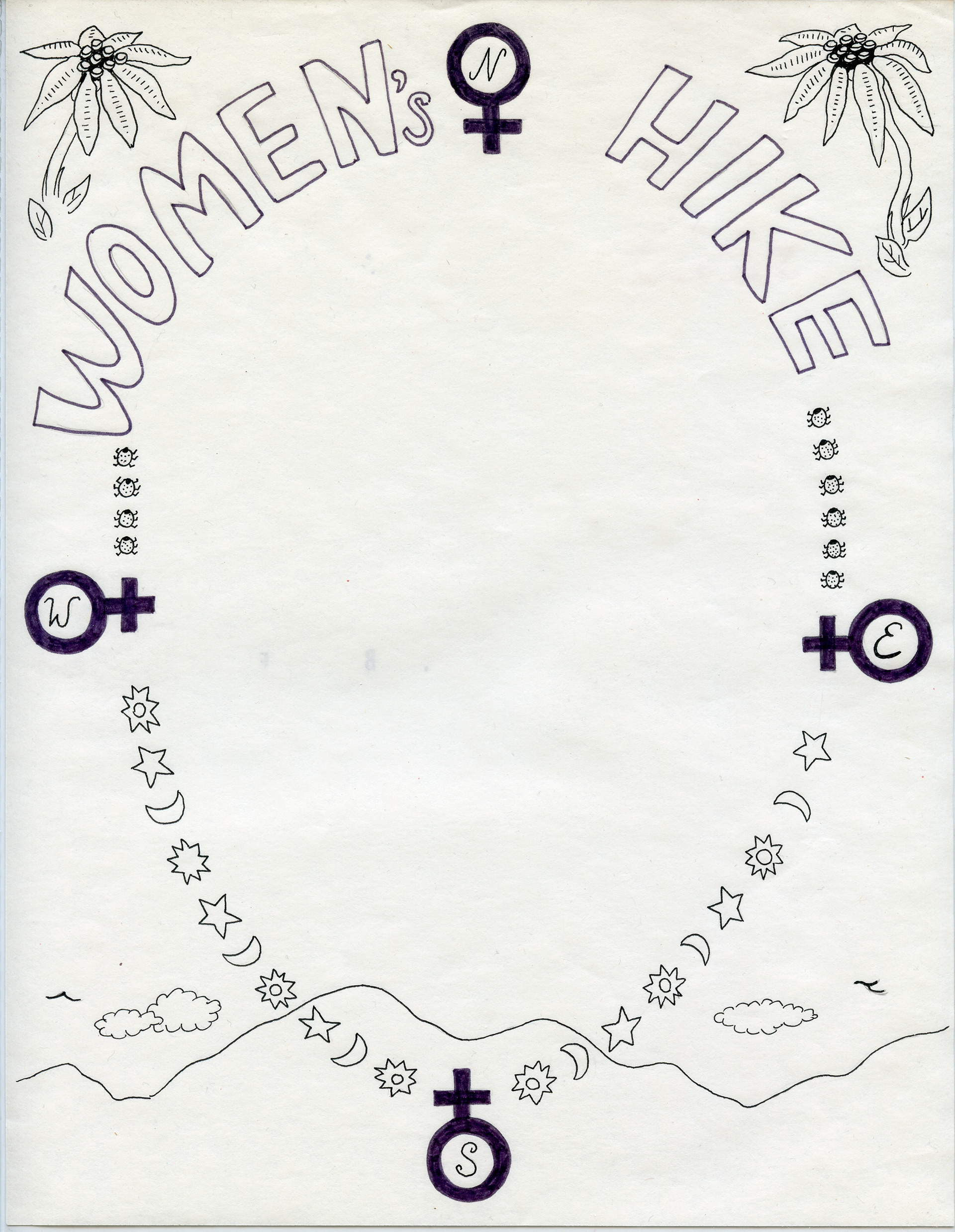 Women's Hike Poster Background, Pen and Ink, 1985