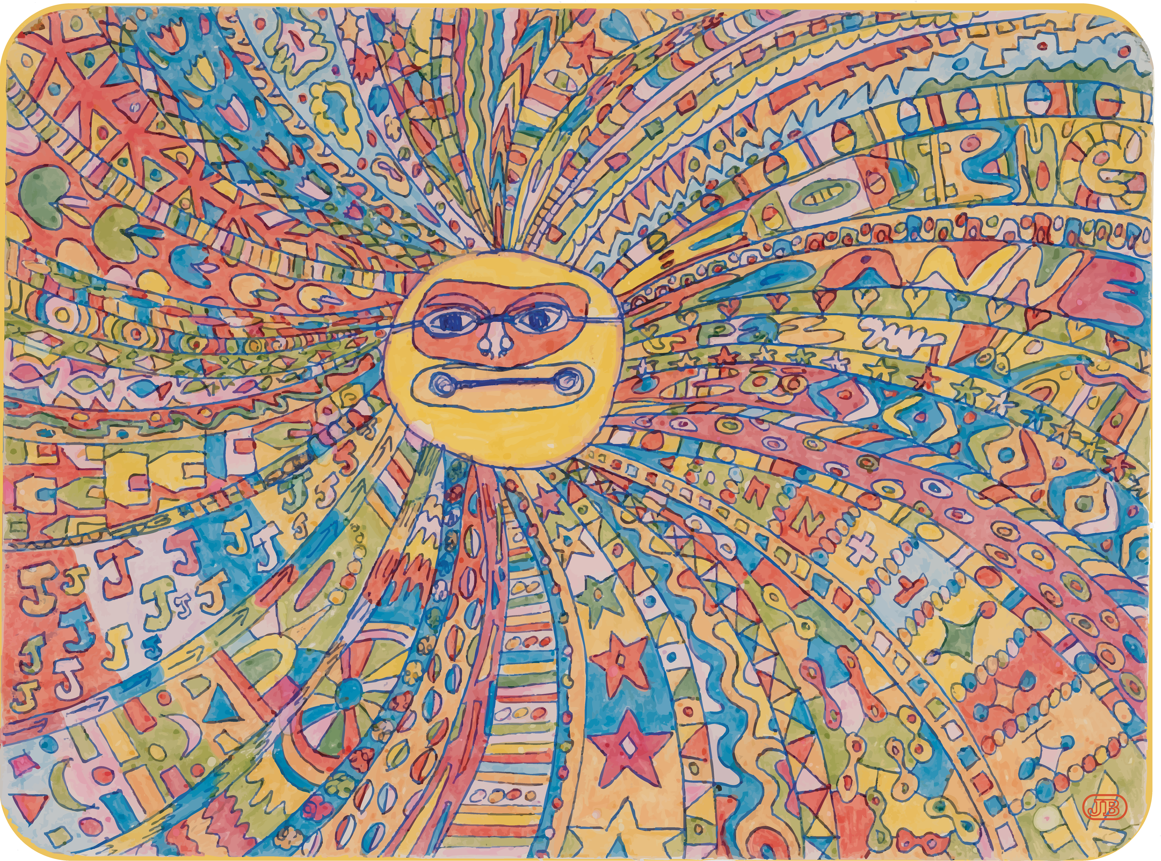 Sunburst, Digital Art, Illustrator Image Trace, 2025