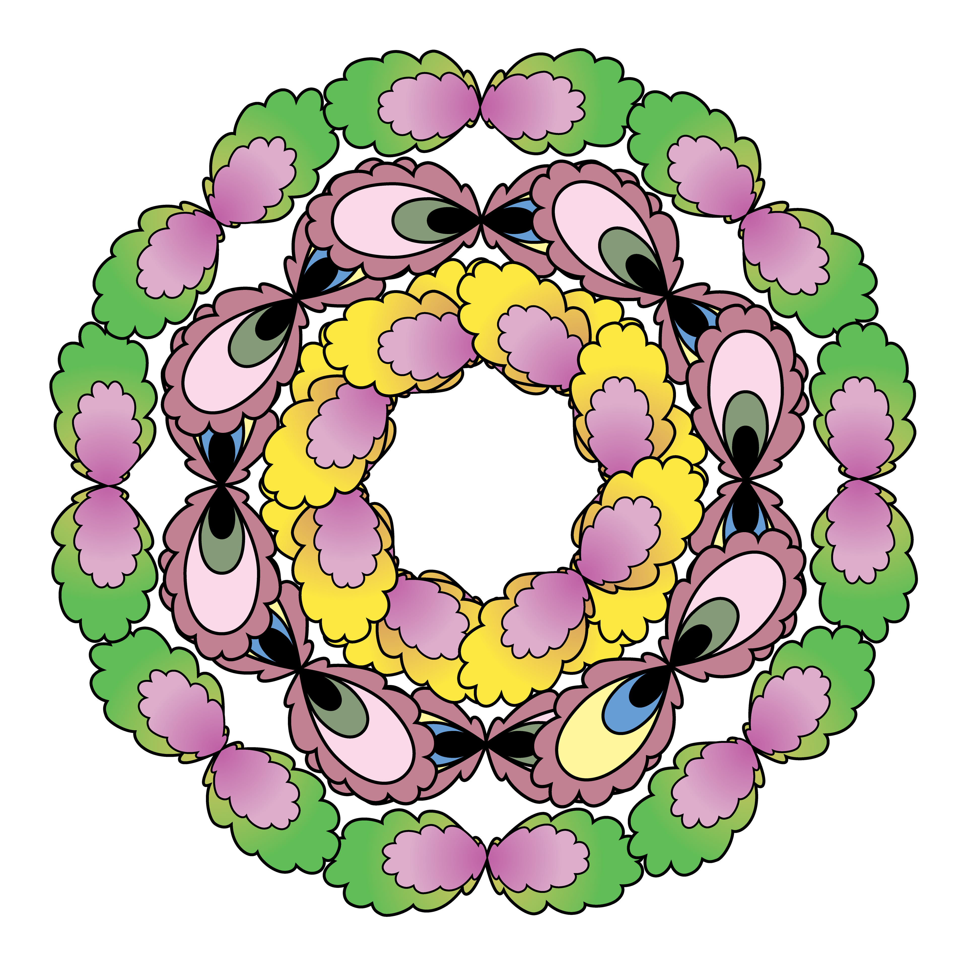 Cross-Eyed Flowers, Digital Art, Radial, 2024