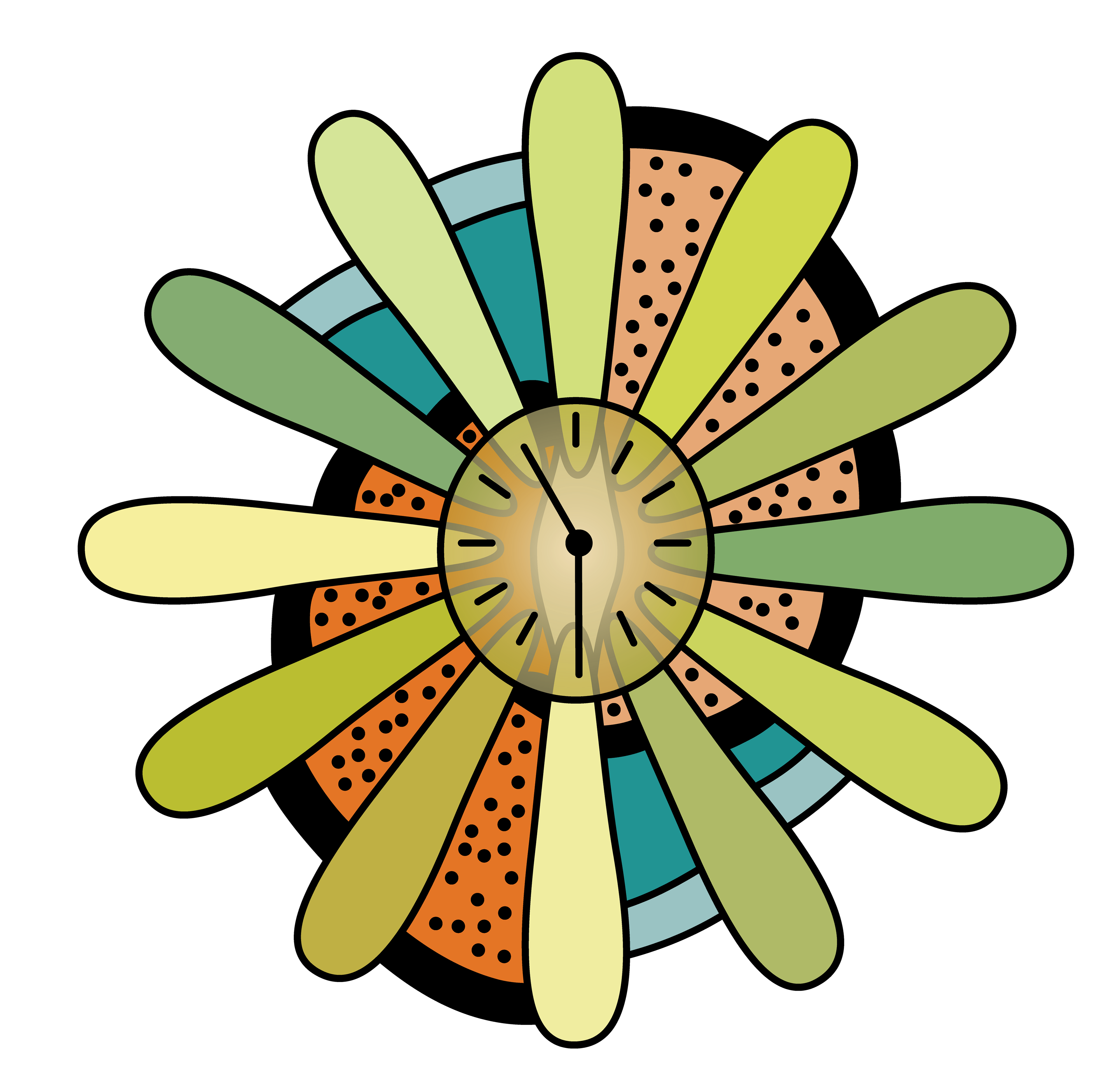 Flower Clock Vector Drawing 2, 2025