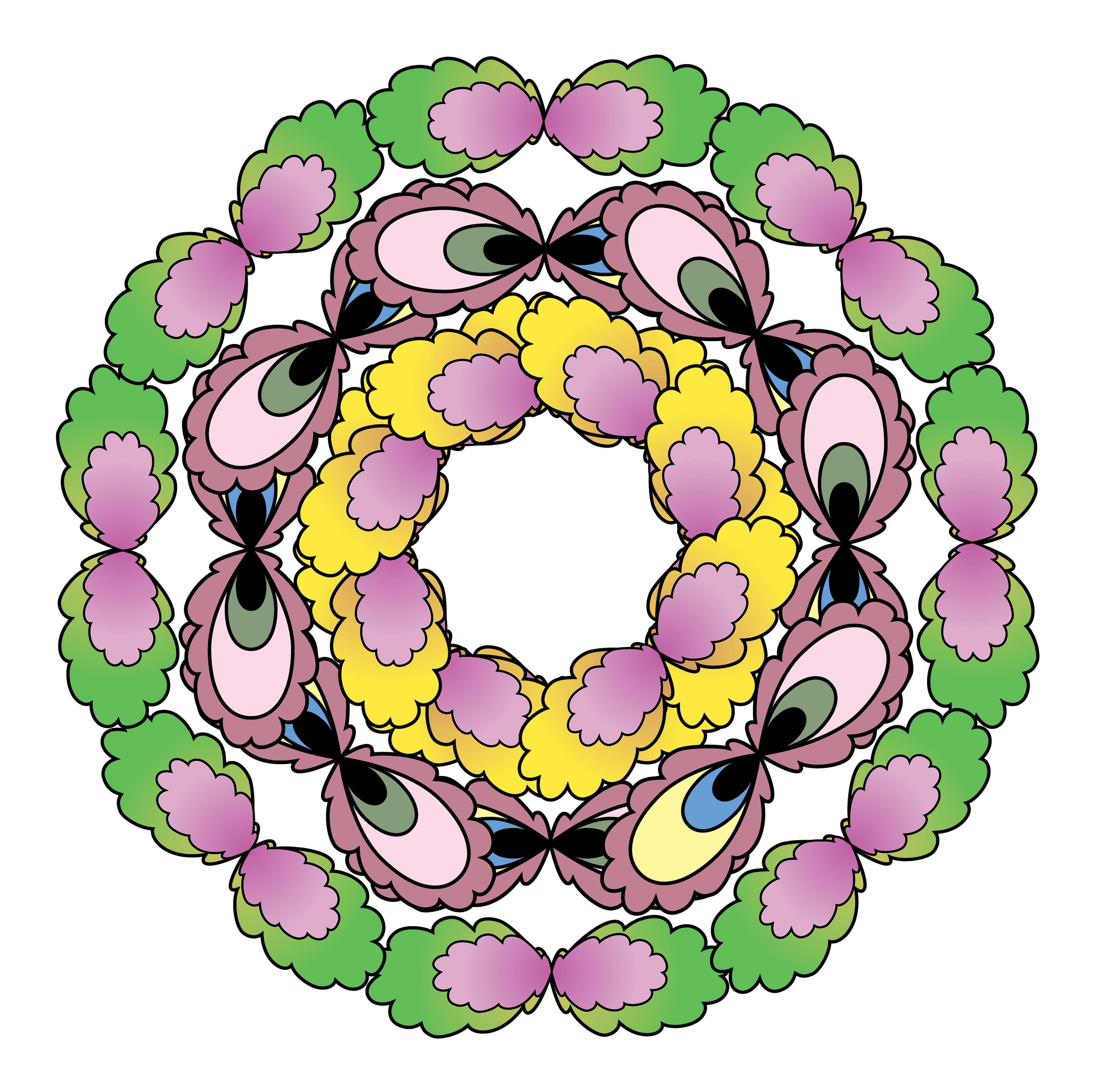 Cross-Eyed Flowers, Digital Art, Radial, 2024