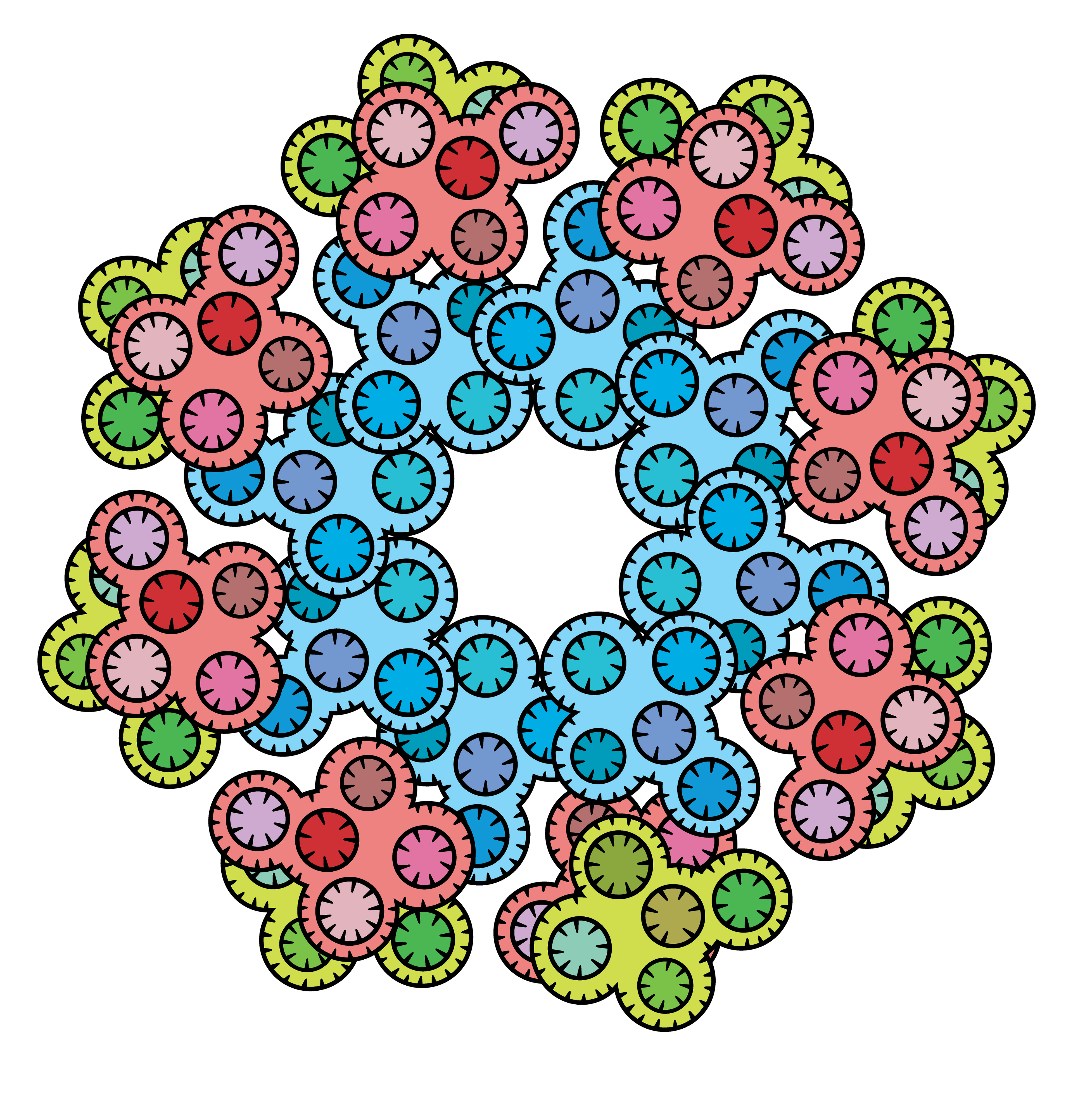 Interlocking Disks, Digital Art, Radial 1, 2025