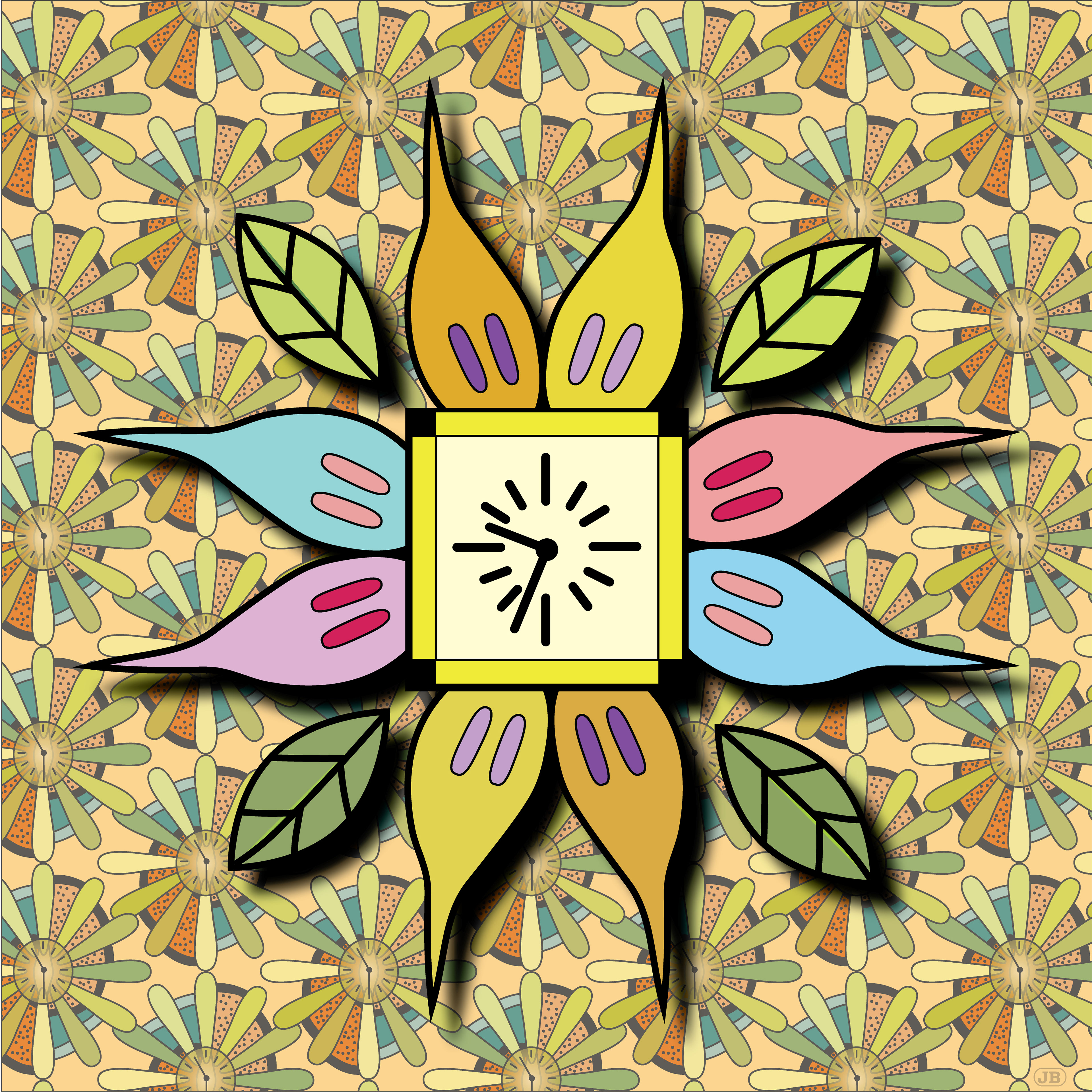 Flower Clocks, Digital Art, Version 5, 2025