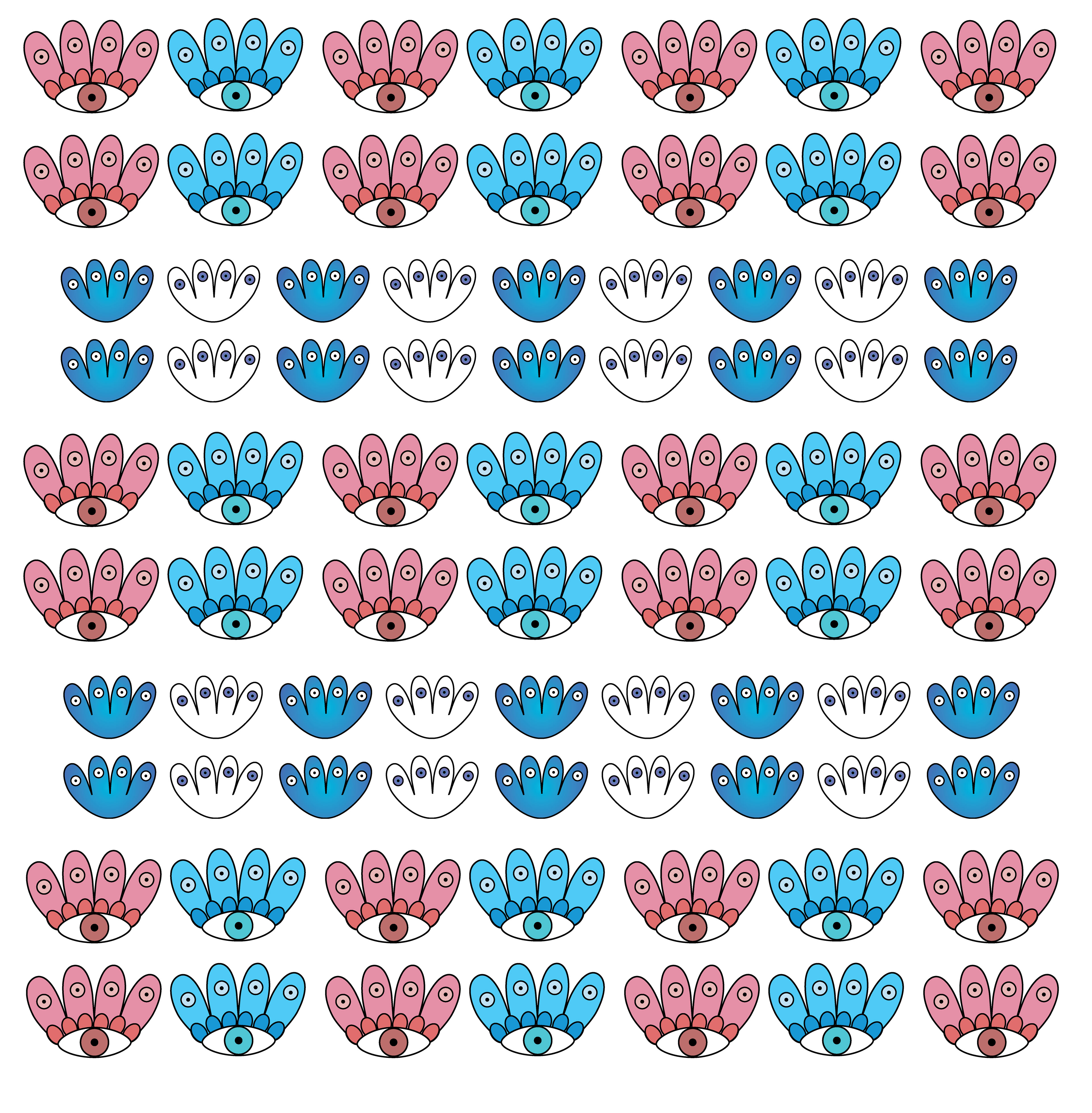 Five Eye Flower, Digital Art, Pattern 2, 2025