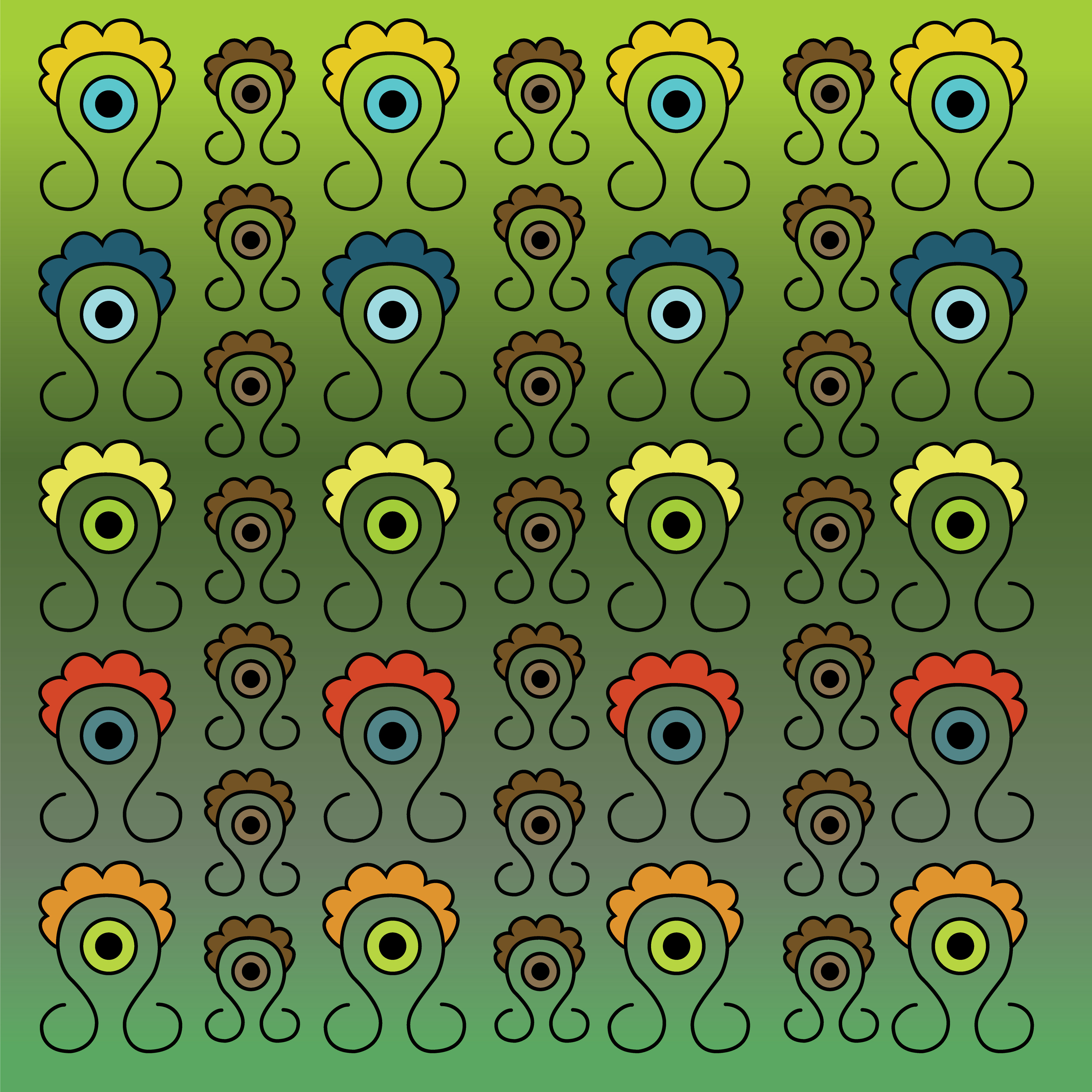 Monocle Wig, Digital Art, Pattern 1, 2025