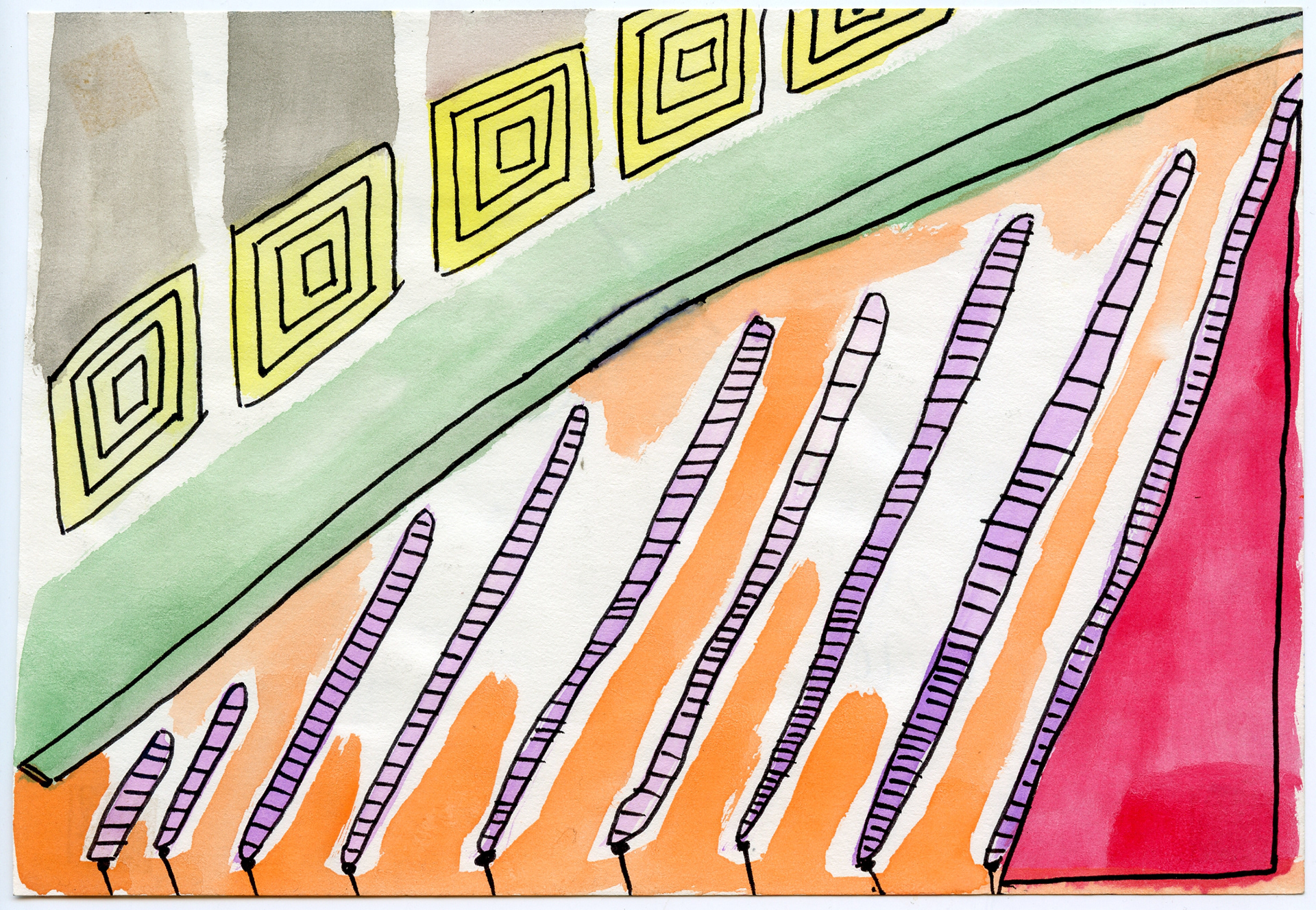 Stairway, Watercolor on Paper, 8.5" x 5.5", 1978