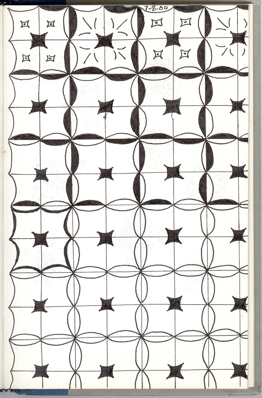 Night Garden Pattern, Pen and Ink, 2000