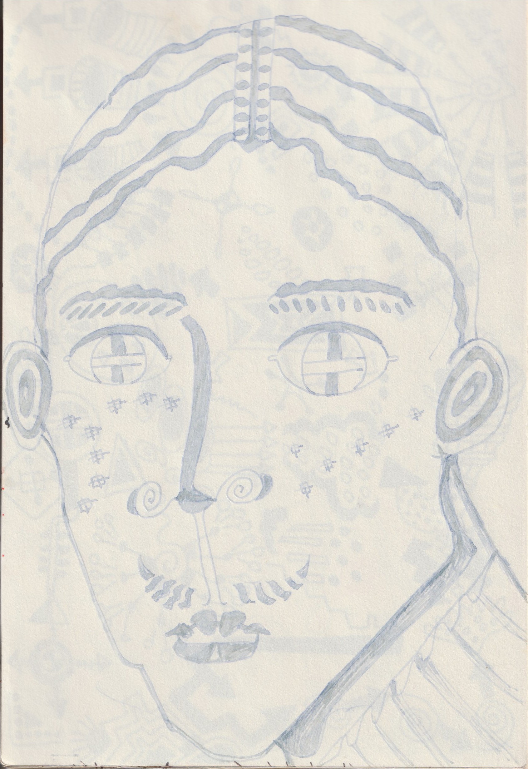 Androgynous Face, Pen on Paper, 1978