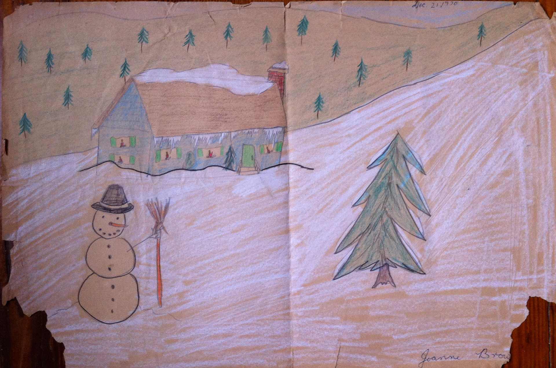 Snow Dance, Colored Pencils on Newsprint Paper, December 21, 1970